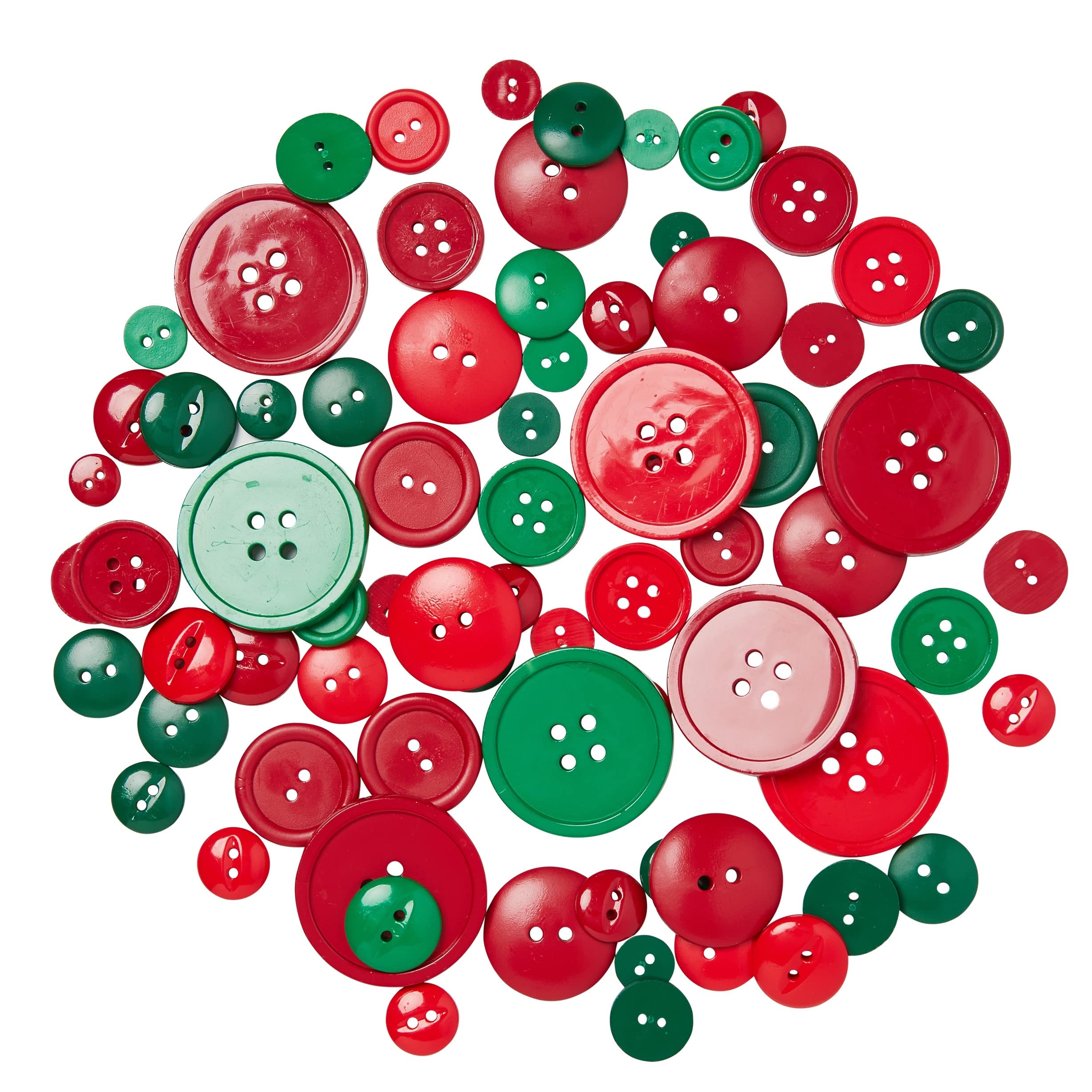 Lansing Favorite Findings Red and Green Buttons - 3-Pack Round Sewing Buttons for DIY Crafts, Clothing Repair & Holiday Decorations