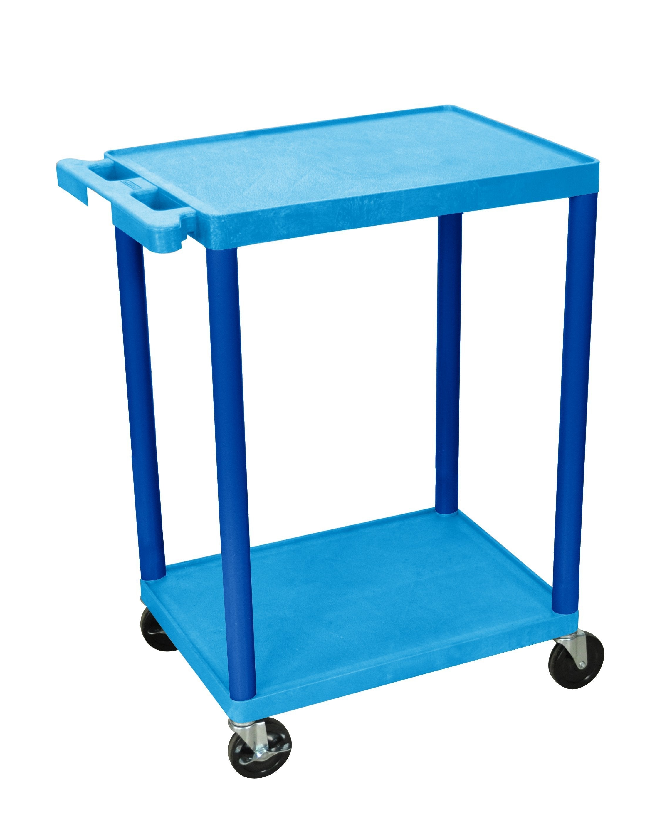 Luxor 2-Tier Rolling Utility Cart with Wheels - Blue Metal Storage Cart for Kitchen, Office, or Bathroom Organization - Perfect for Home, Dorm, and Workspace Use