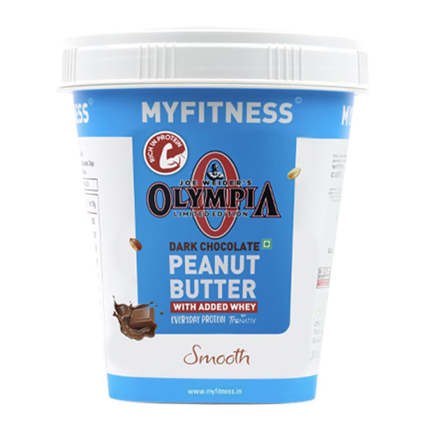 MYFITNESS Dark Chocolate Peanut Butter - Smooth, Non-GMO, Gluten-Free, All Natural, High Protein, No Preservatives - 1kg (2.2lb) - Perfect for Smoothies, Protein Shakes & Healthy Snacks