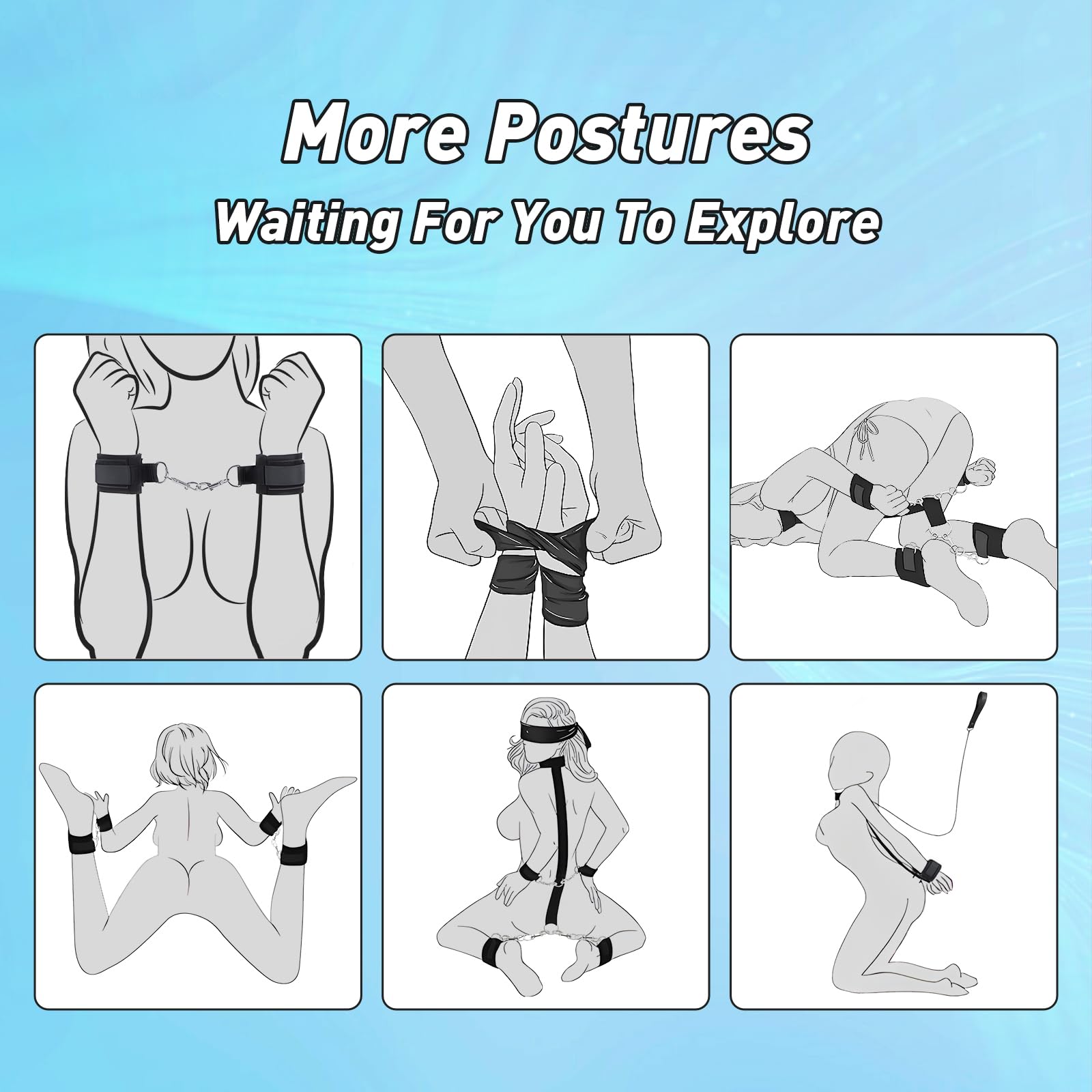 BDSM Bondage Kit for Couples - Restraints, Blindfold & Traction Chain - Adult Role Play Toys for Spicing Up Your Sex Life - Perfect for Bedroom Games & BDSM Exploration