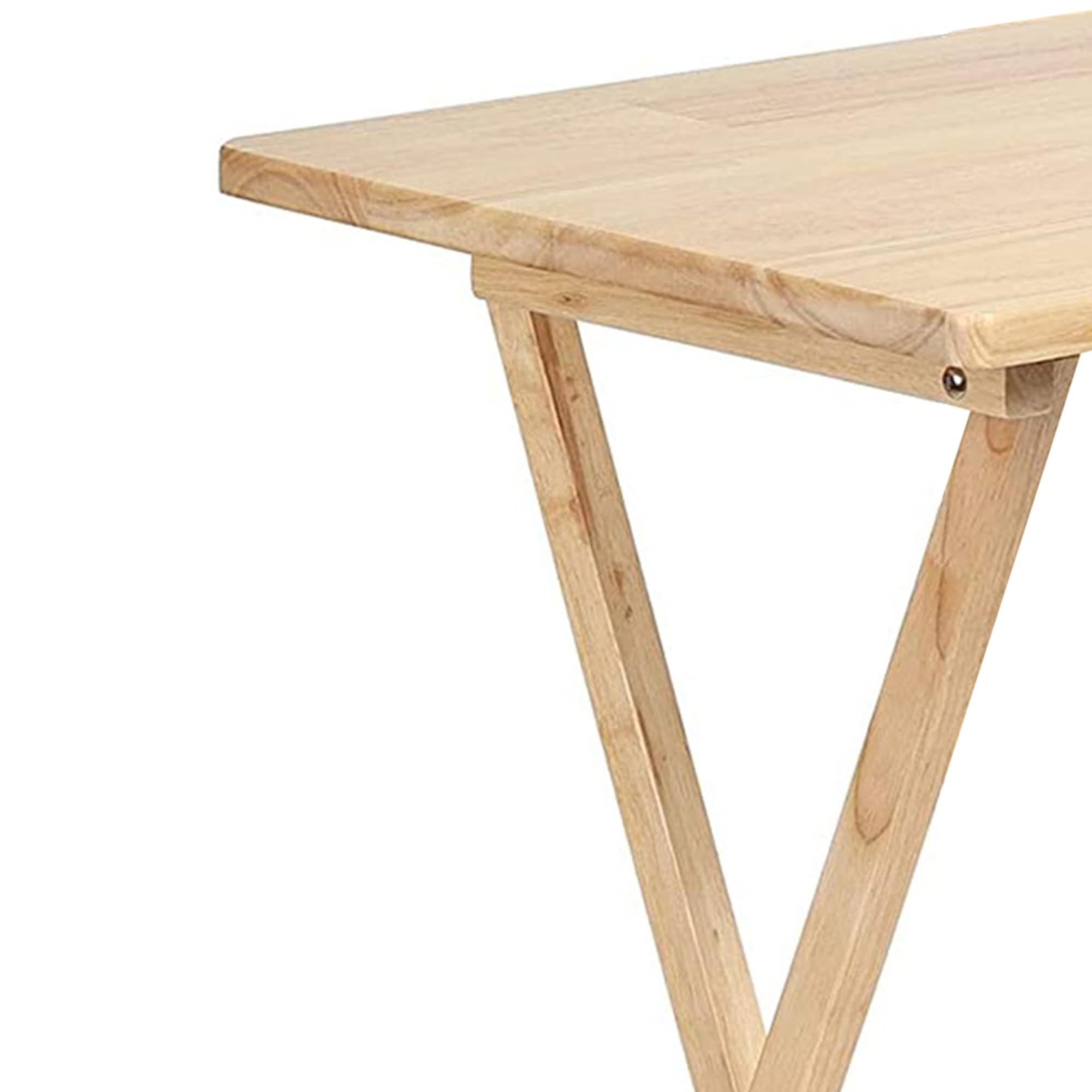 Solid Wood Folding TV Tray Table with Storage Rack - Portable Rectangle Snack Serving Tray for Living Room, Bedroom & Sofa - Natural Finish (Set of 7) - Perfect for Movie Nights, Breakfast in Bed & Small Space Living
