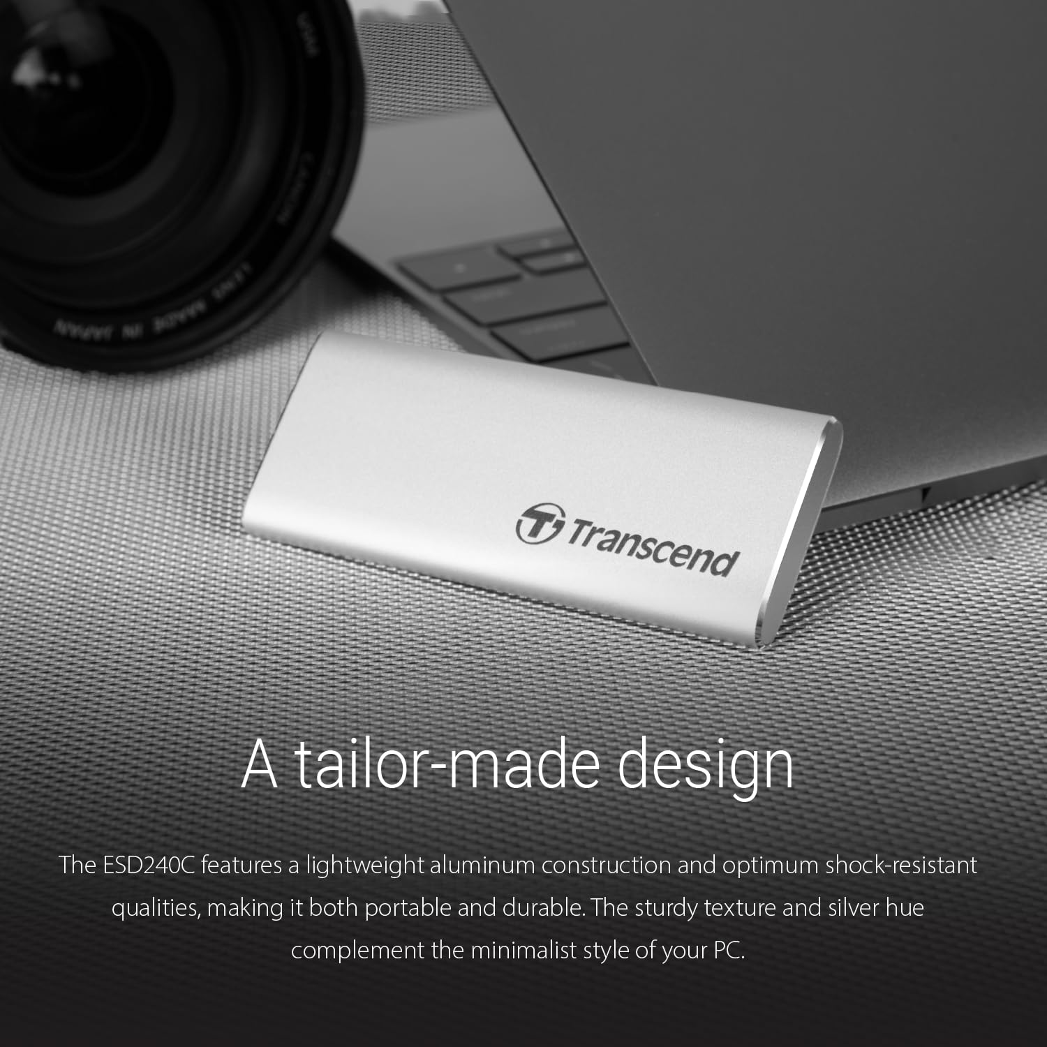 Transcend 240GB USB 3.1 Gen 2 Portable SSD - High-Speed Type-C External Solid State Drive with Shock Resistance - Perfect for Gaming, 4K Video Editing & Data Backup