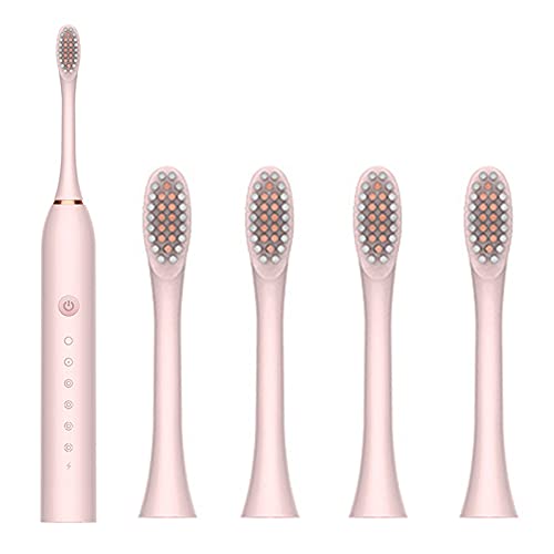 CactusAngui X-3 Electric Toothbrush - 6 Cleaning Modes, IPX7 Waterproof, Rechargeable Oral Care Toothbrush for Adults - Pink (Perfect for Travel, Home & Bathroom Use)