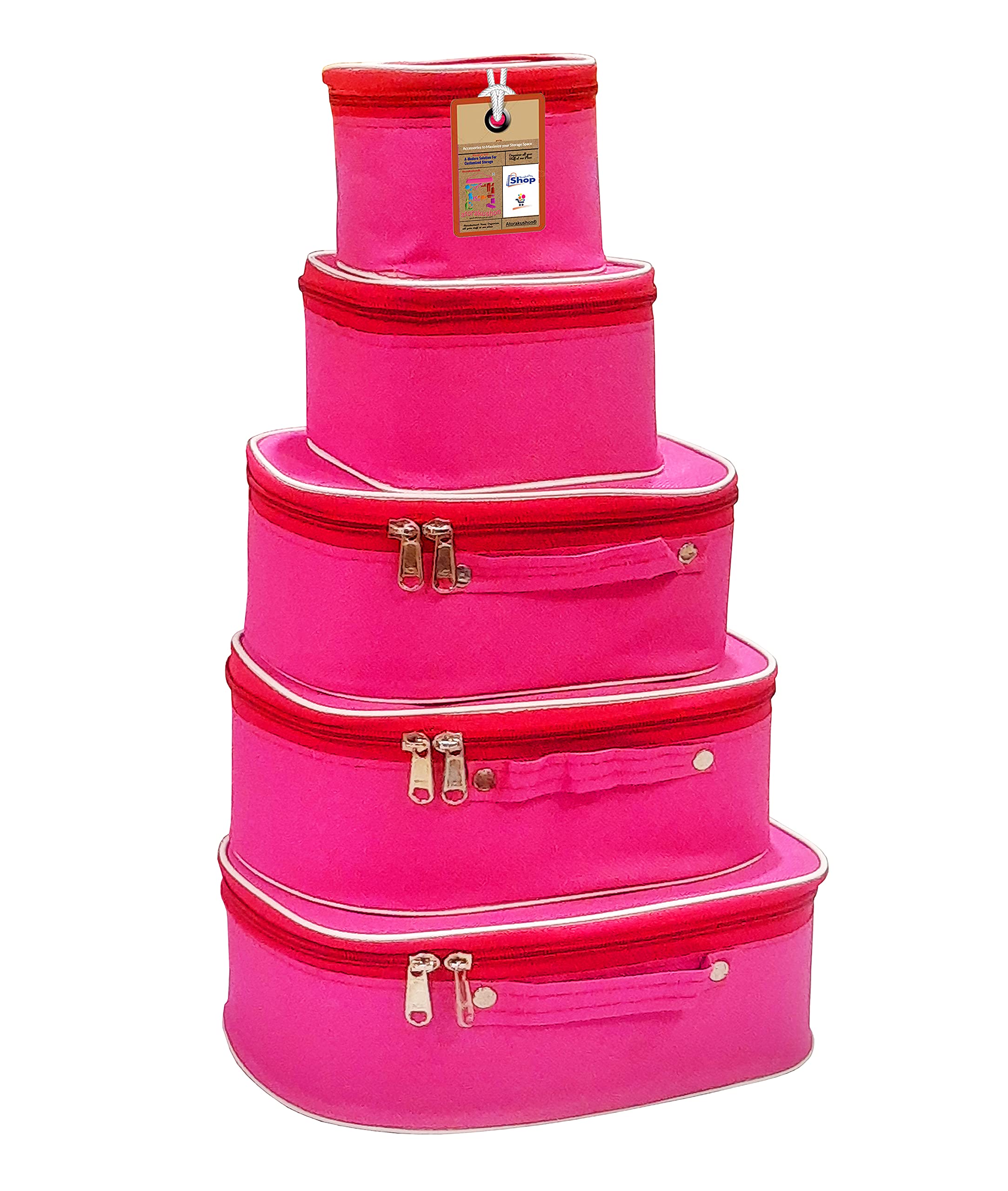 Pink 18cm Nylon Makeup Storage Box - Cosmetic Vanity Organizer, Travel Toiletry Bag & Jewelry Pouch for Women | Perfect for Home, Travel & Gift Giving