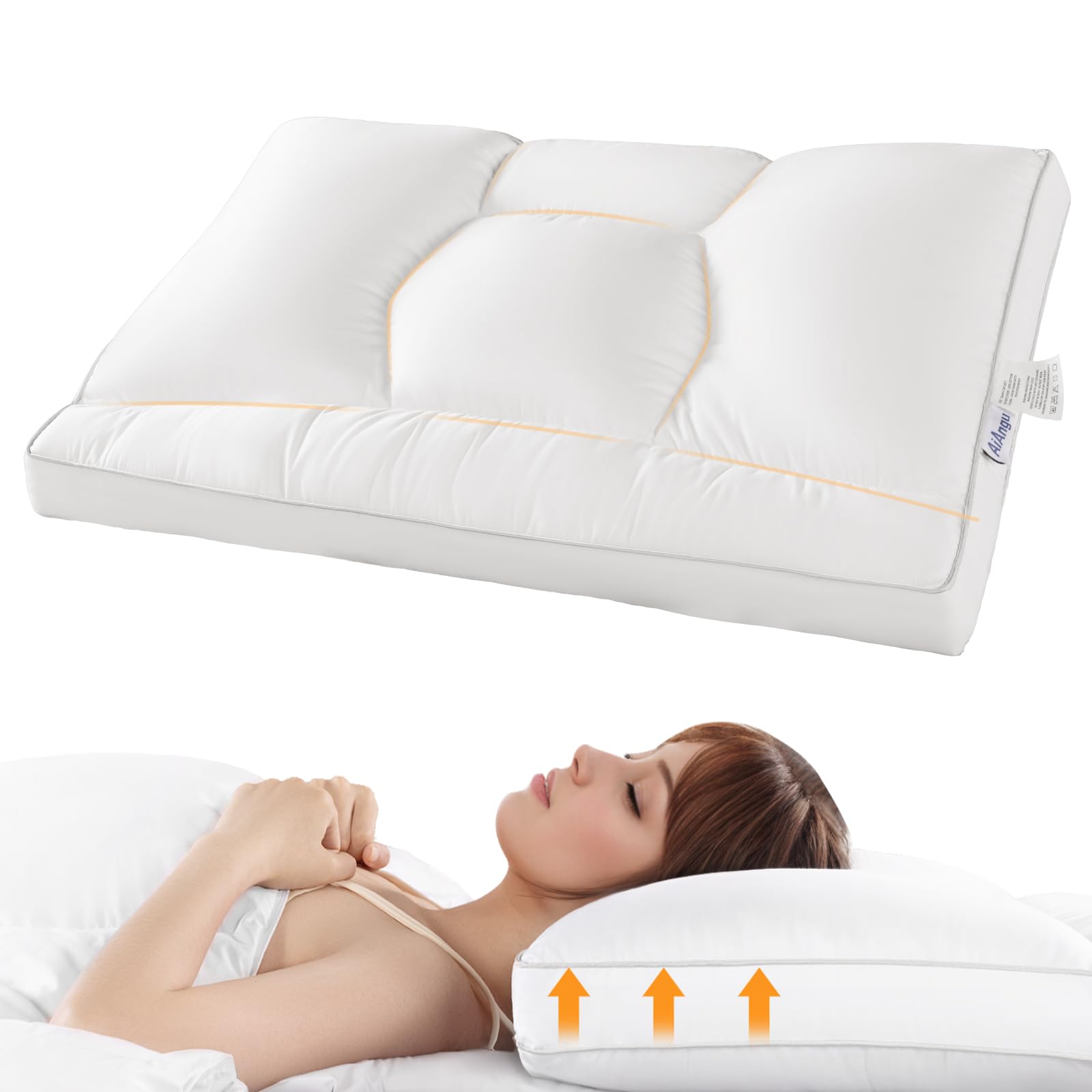 Premium Goose Down Pillow for Neck Pain Relief - 1550+ Fill Power, 600 Thread Count Cotton Cover - Orthopedic Cervical Support for Side, Back & Stomach Sleepers - King Size White Pillow (1-Pack) - Ideal for Home, Hotel & Travel Use