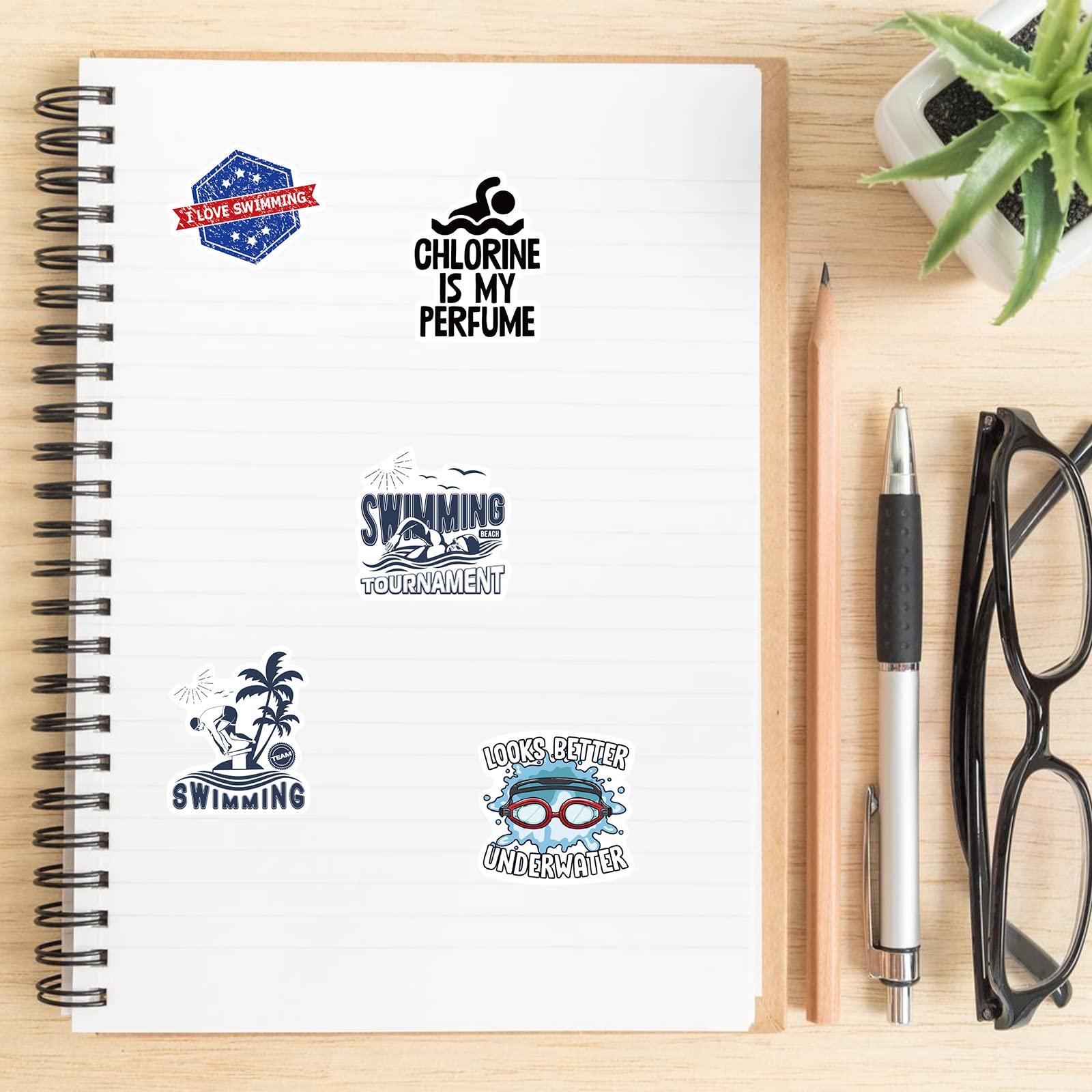 50 PCS Waterproof Swimming Stickers - Vinyl Aesthetic Decals for Swimmers | Durable Sport Stickers for Water Bottles, Laptops, Suitcases, Skateboards & Cars | Perfect Gift for Swimmers, Adults, Teens & Kids | Great for Pool Parties, Swim Meets & Water Sports Enthusiasts