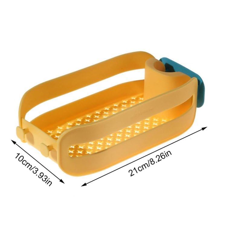 Arkit Plastic Faucet Drain Basket - Sink Organizer & Sponge Drain Rack with Wall Mount - Yellow | Kitchen Sink Storage for Sponges, Soap & Utensils | Perfect for Small Kitchens, RVs & Bathrooms