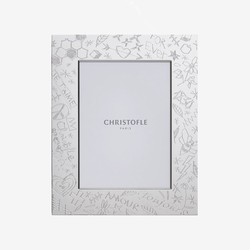 Christofle Graffiti Picture Frame - Elegant Silver Photo Display for Home & Office Decor | Perfect for Wall Art, Wedding Photos, and Gift Giving