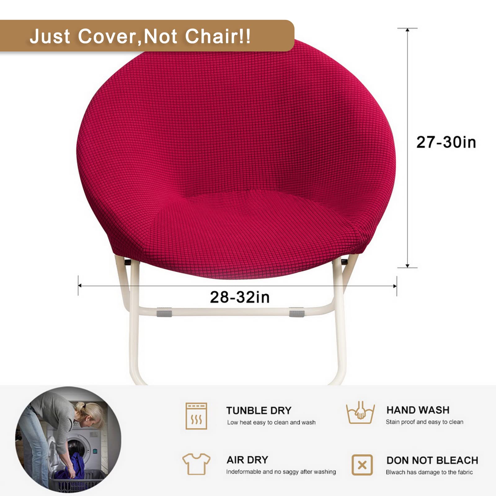 Hoomall Round Saucer Chair Cover Slipcover Only - Stretch Jacquard Moon Chair Slipcovers for Adults, Removable Spandex Fabric Soft Chair Covers (Red) - Perfect for Living Room, Bedroom, Dorm & Outdoor Relaxation