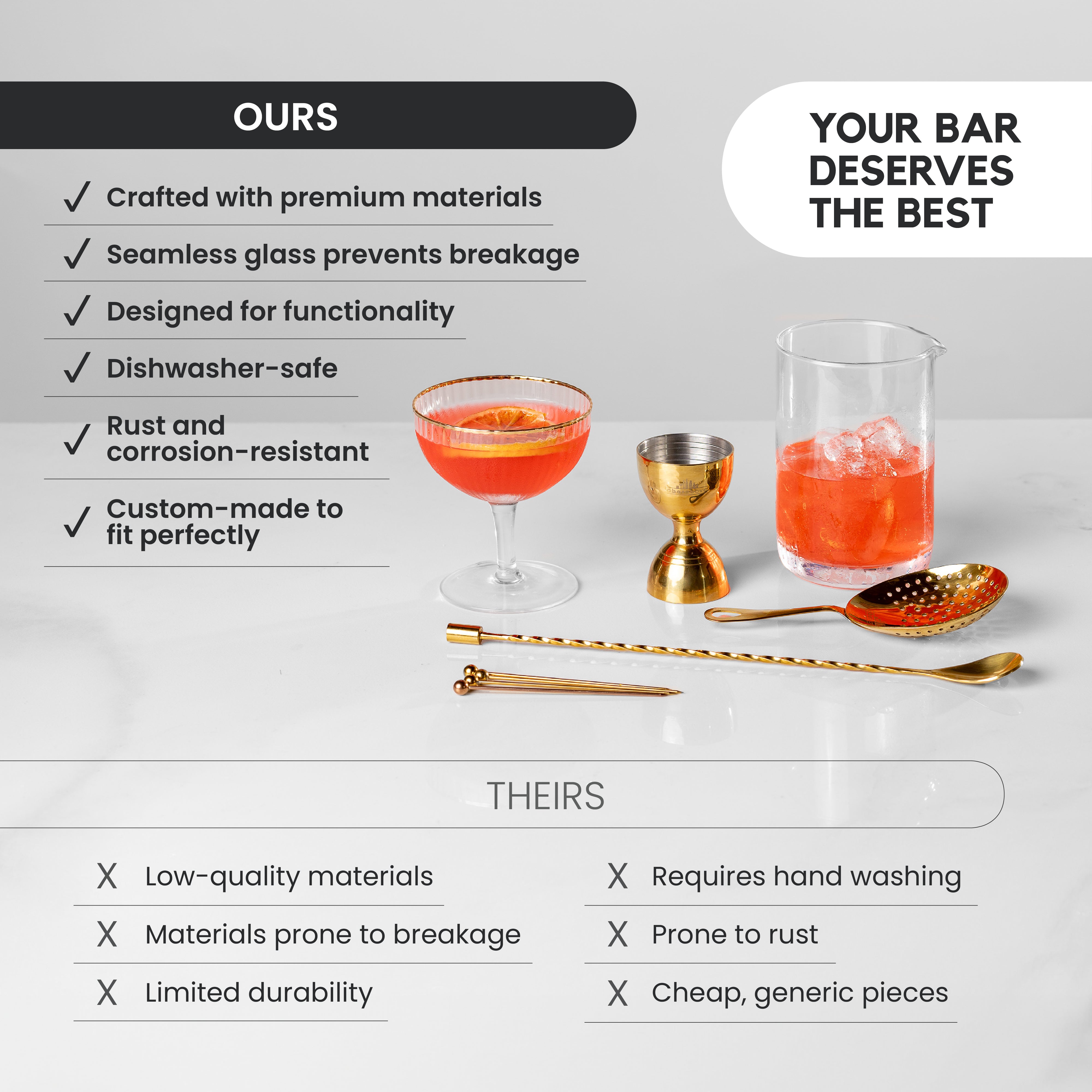 Premium 10-Piece Stainless Steel Cocktail Mixing Set - Bar Tools for Shaker, Jigger, Strainer & Spoon - Perfect for Home Bartending, Parties & Gifts