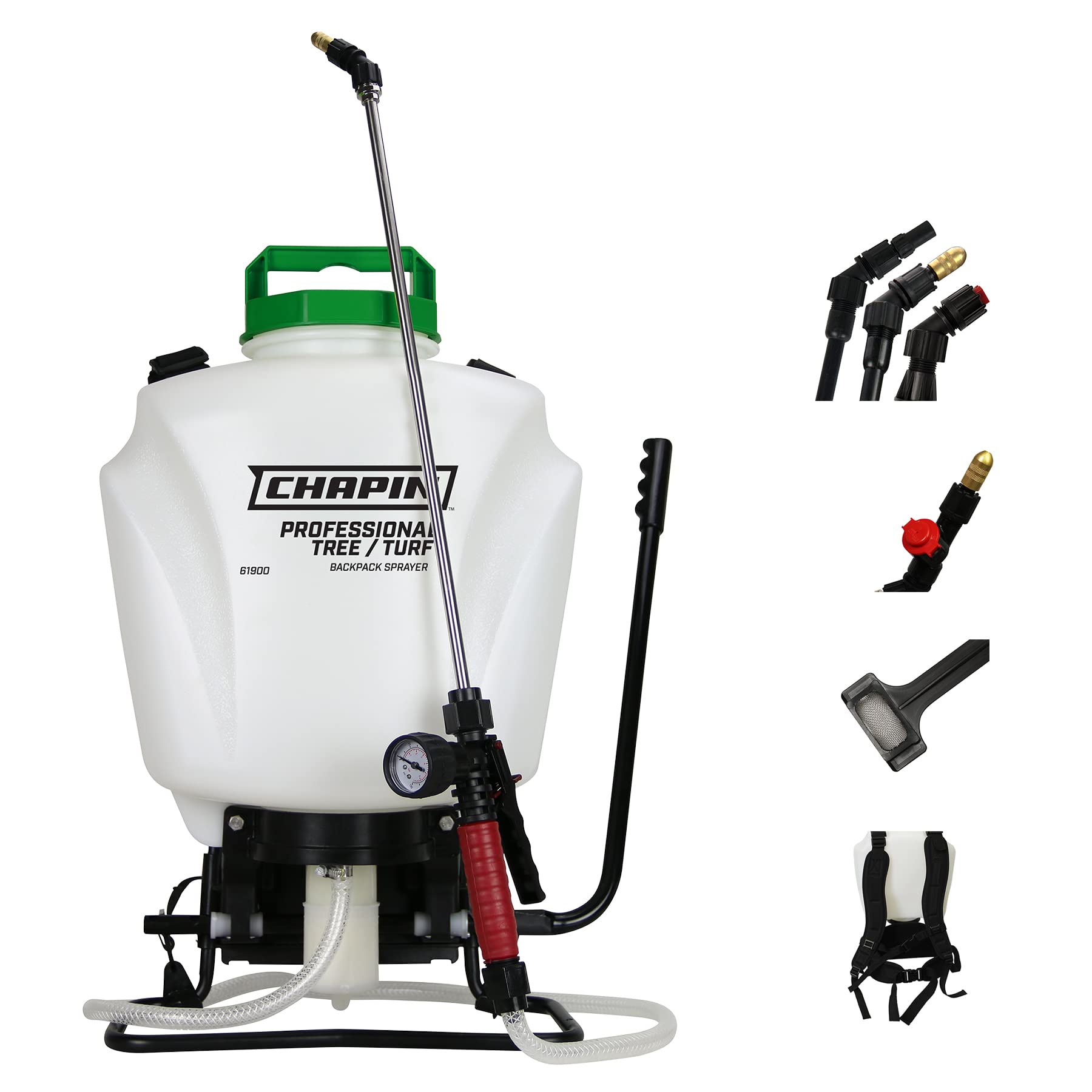 Chapin 61900 4 Gallon Commercial Backpack Sprayer - Made in USA | Stainless Steel Wand, 3 Nozzles & 3-Stage Filtration | Ideal for Lawn Care, Tree Treatment & Agricultural Spraying