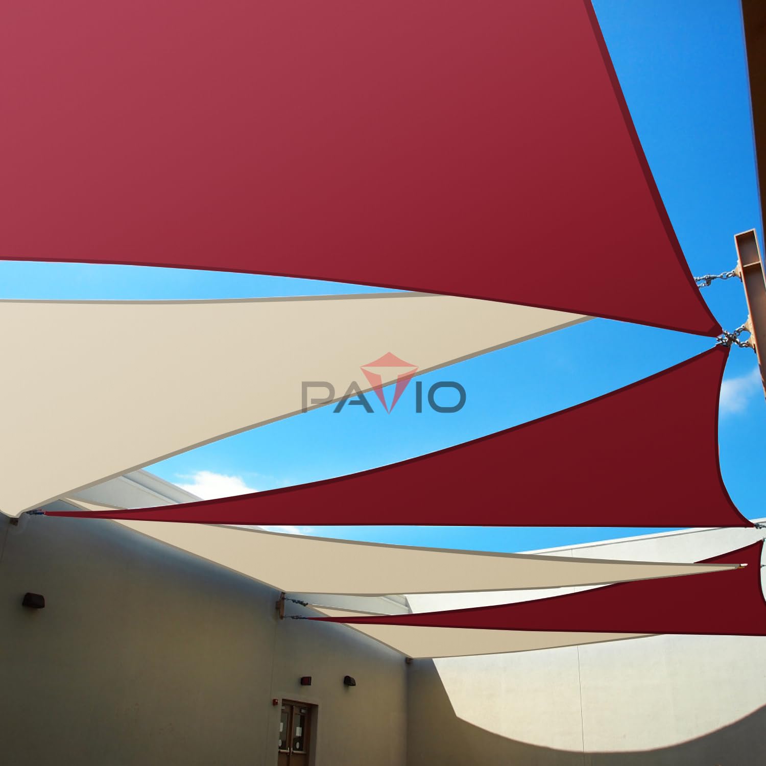 13' x 13' x 13' Waterproof Triangle Sun Shade Sail - 95% UV Block Red Shade Canopy for Patio, Garden, Backyard, Deck | Outdoor Sun Protection & Cooling Solution for Summer Relaxation