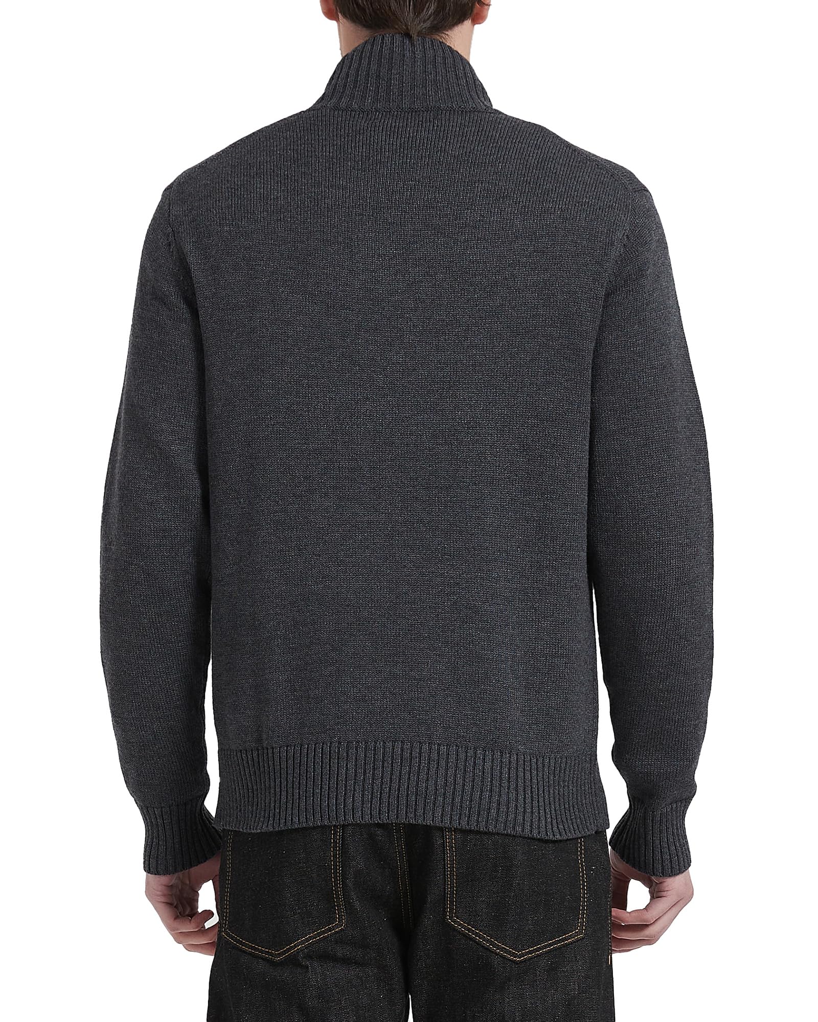 Men's Wool Blend Knit Pullover - Mock Neck Long Sleeve Sweater for Winter