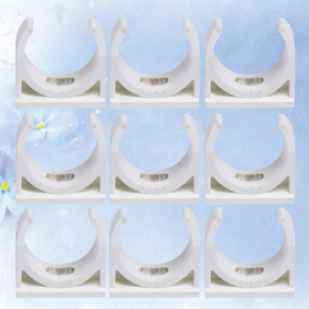 50pcs Hemoton U-Shaped PVC Tube Clamps - White Plastic Hose Hanger Support for PEX, PVC & TV Cable Management - Perfect for Plumbing, DIY Projects & Home Organization