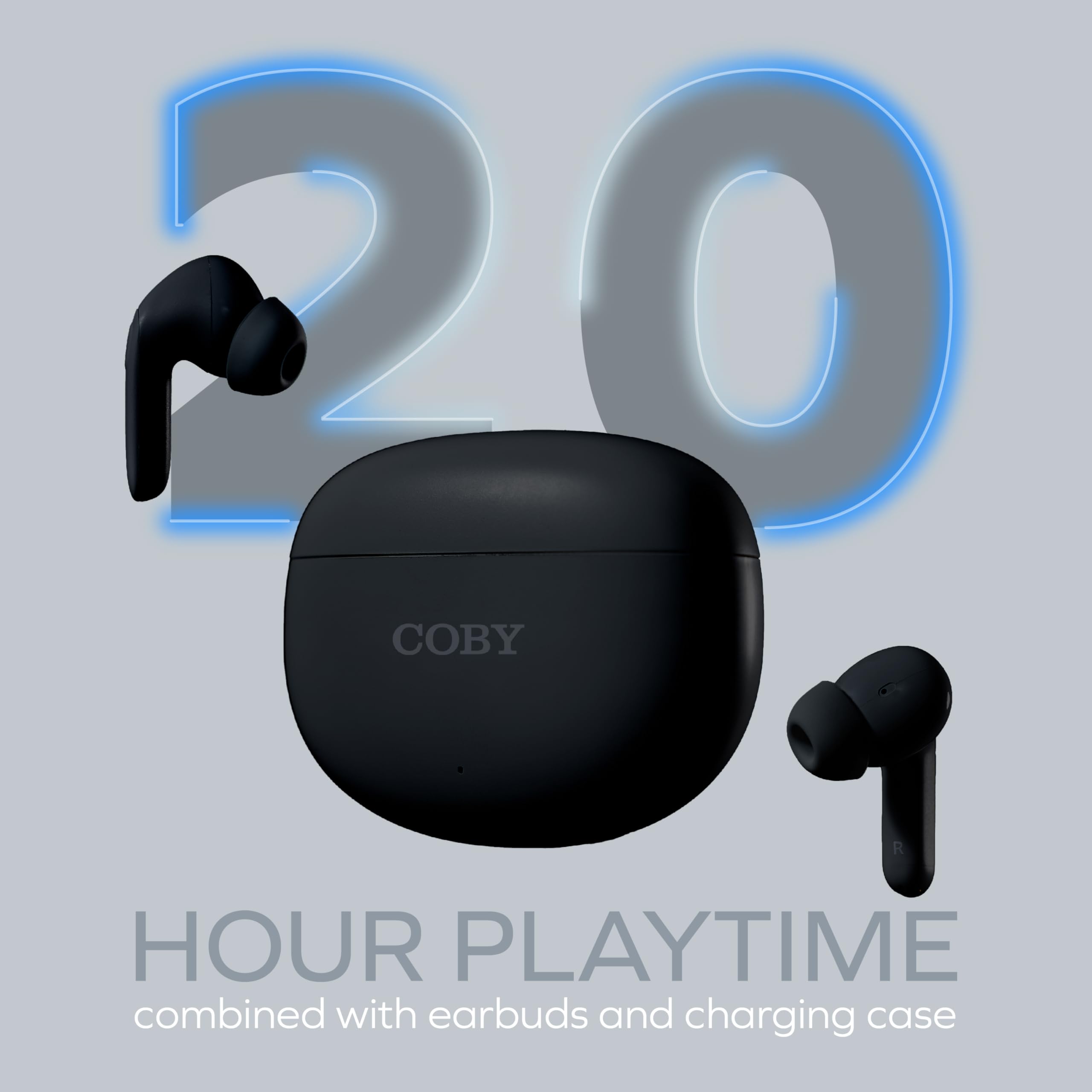 Coby Active Noise Cancelling Wireless Earbuds - 30dB ANC, IPX7 Waterproof, USB-C Charging for Sports & Travel