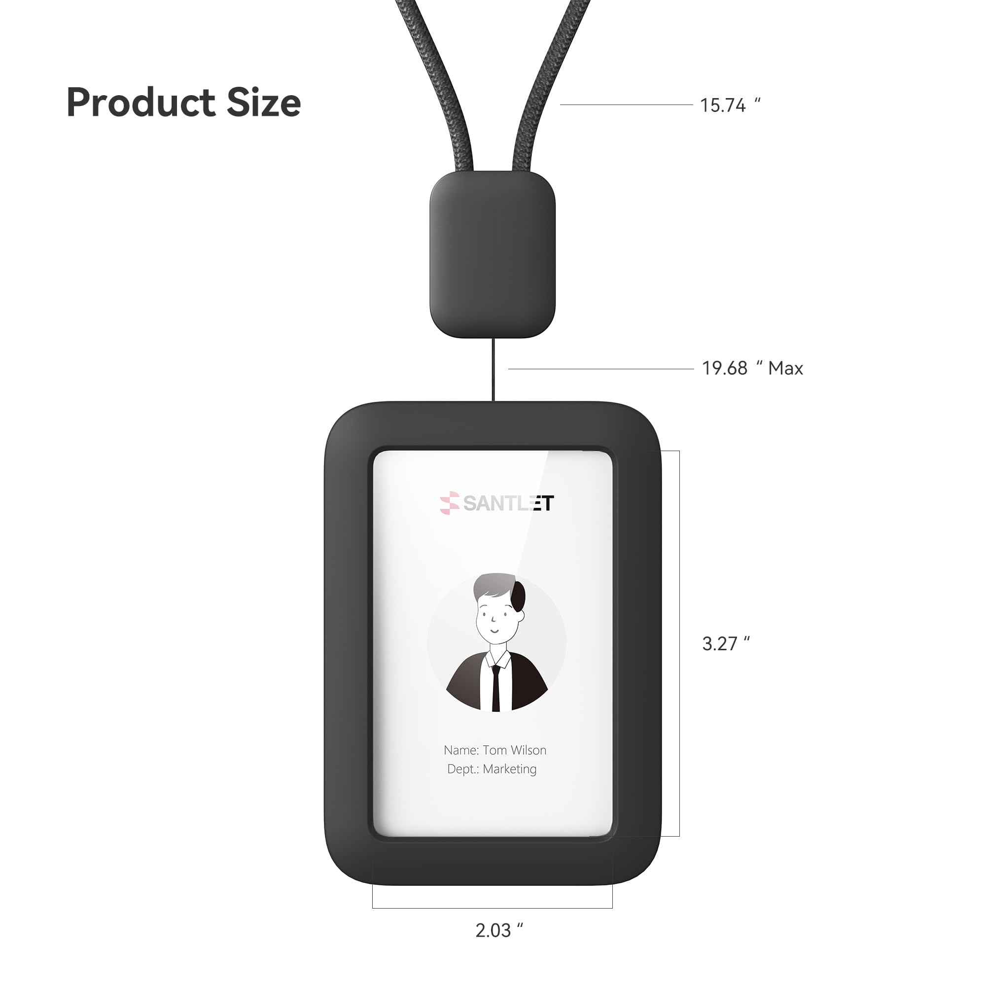 Silicone ID Badge Holder with Retractable Cord & Breakaway Buckle for Office Staff & Teachers