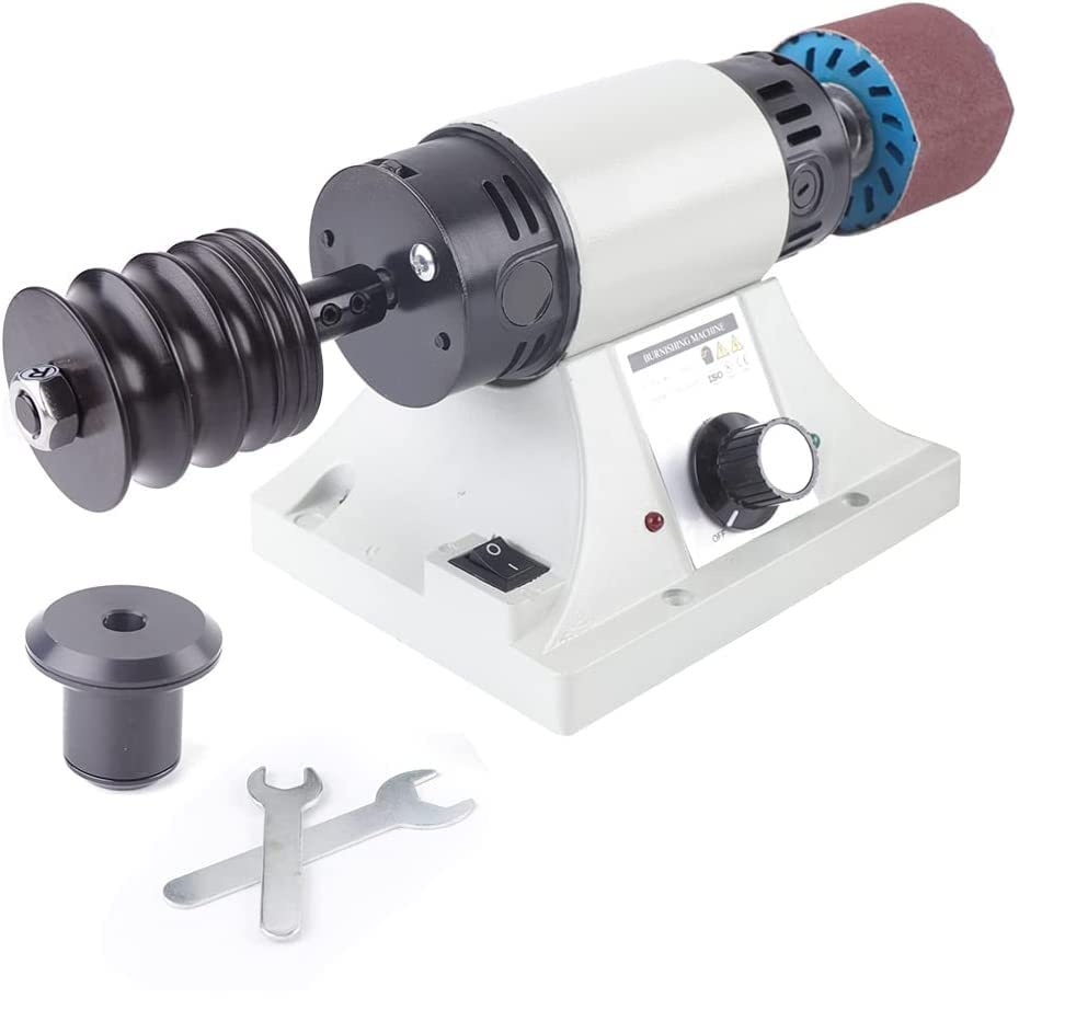 110V Electric Leather Edge Burnishing Machine - Adjustable Rosewood Grinding Head 0-8000RPM, Professional Leather Polishing & Sanding Tool Kit for DIY Leathercraft, Shoe Repair & Handbag Making