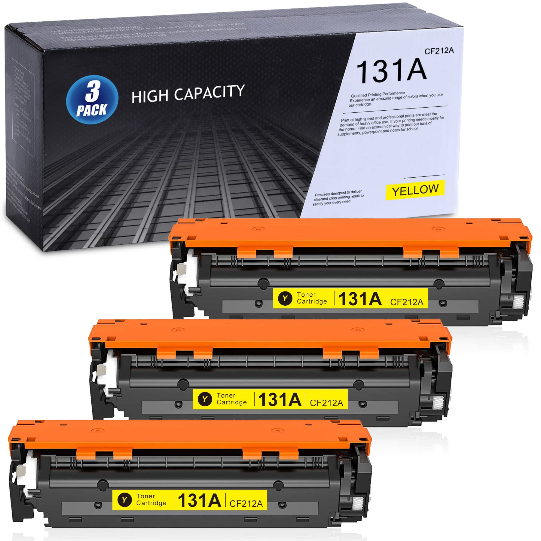 MANDBOY Compatible Replacement Toner Cartridge for HP 131A | CF212A (Yellow) - 3-Pack - Works with HP Pro 200 Color MFP M276n M251nw Printers - Perfect for Office Printing, Home Use & Small Business Documents