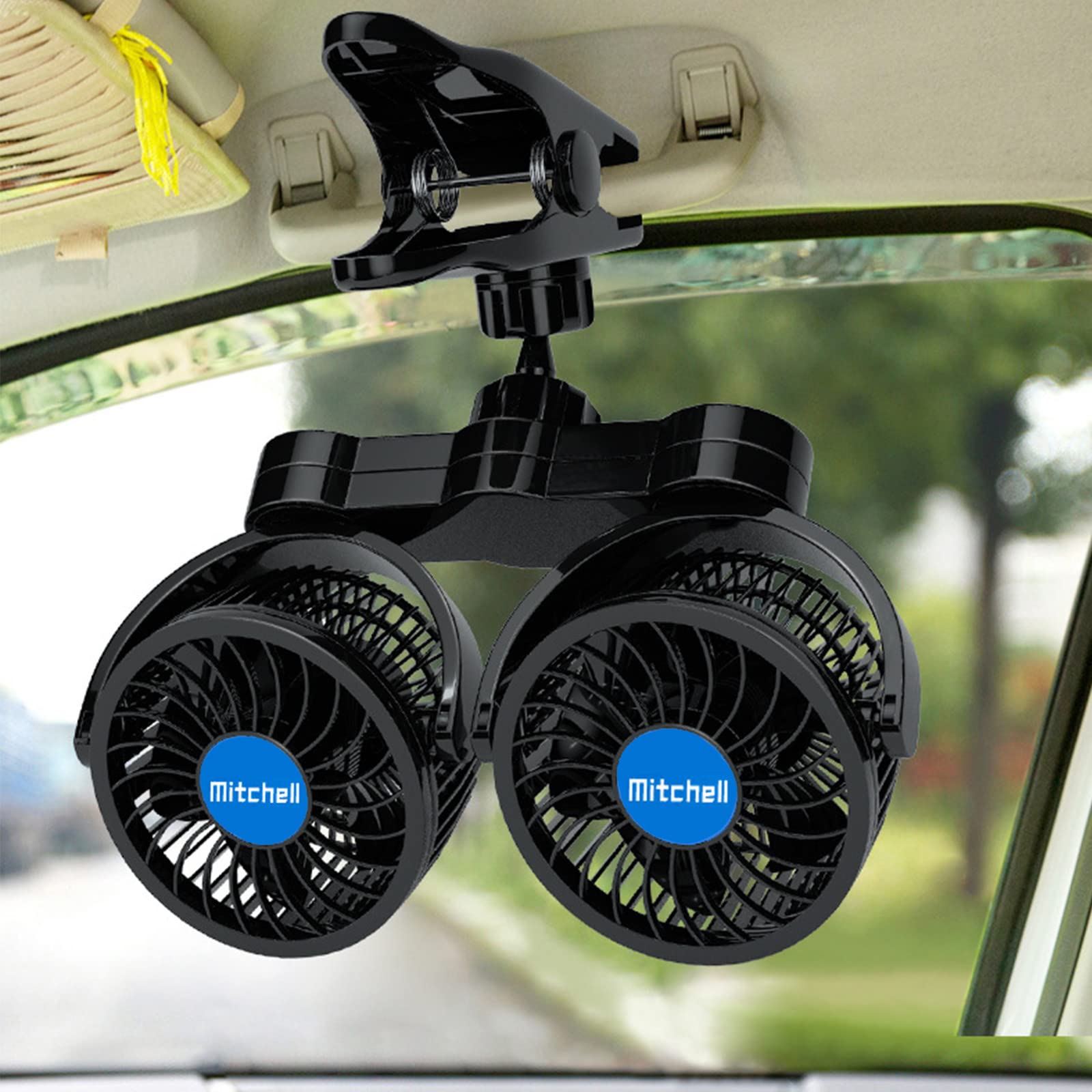 Vintage 1950s Style Dual Head Car Fan - 360° Rotatable Portable Fan with Variable Speed & Cigarette Lighter Plug | Cooling Air Fan for SUV, Office & Home Use | Perfect for Travel, Camping & Road Trips