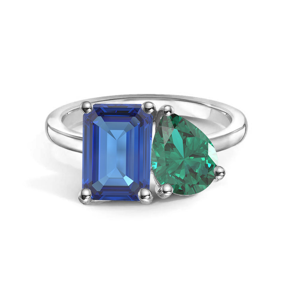 Toi et Moi Personalized Sapphire Birthstone Ring | Custom Anniversary Jewelry Gift for Her | Perfect for Weddings, Engagements & Romantic Occasions