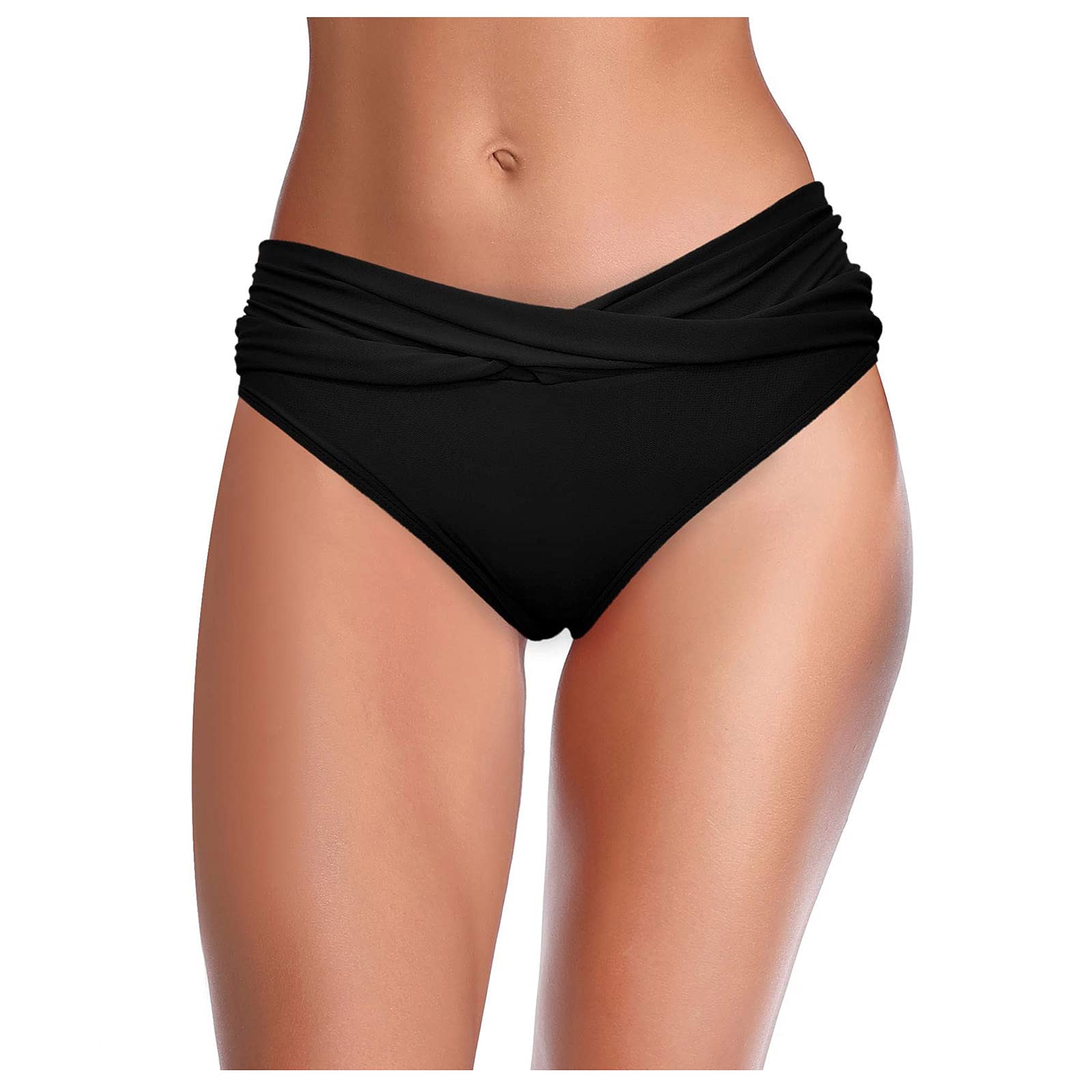 Women's Cheeky Bikini Bottoms - Front Ruched Swimsuit for Plus Size | High Waisted Swimwear for Beach, Pool & Vacation | Comfortable & Stylish Swimwear for Women