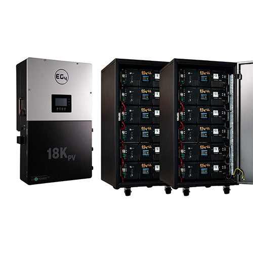 EG4 18KPV Hybrid Inverter System Bundle with 61.44kWH EG4 Lithium Powerwall - Solar Energy Storage for Home Backup & Off-Grid Living