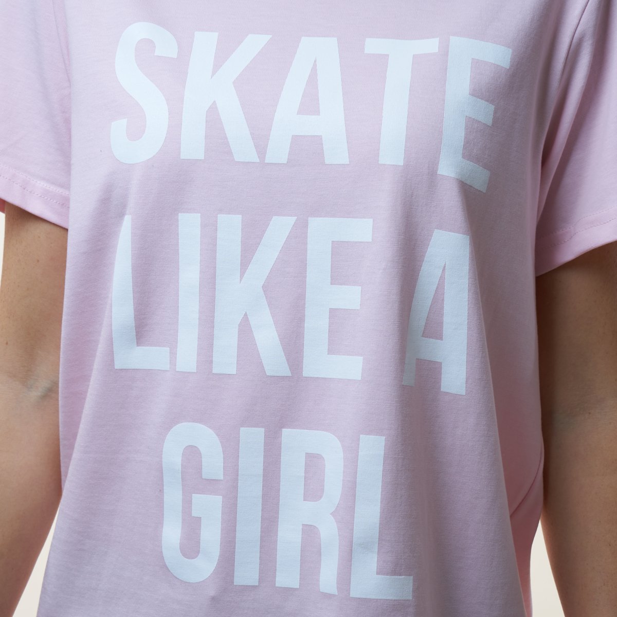 Paradise by Marawa 'Skate Like a Girl' Pink T-Shirt for Women - Soft Cotton Skateboarding Tee for Streetwear & Casual Outfits