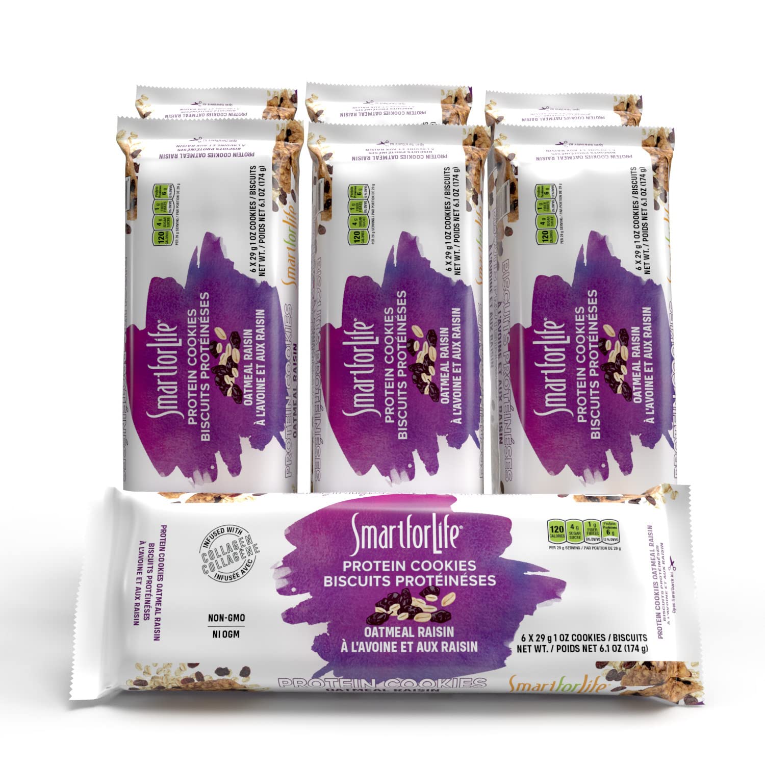 Smart for Life Oatmeal Raisin Protein Cookies - High Protein, Low Sugar, Low Calorie, High Fiber Meal Replacement Snacks - 1 Week Supply - Perfect for Weight Loss, Keto Diet & On-The-Go Nutrition - Ideal for Office Snacking, Gym Recovery & Travel Energy Boost