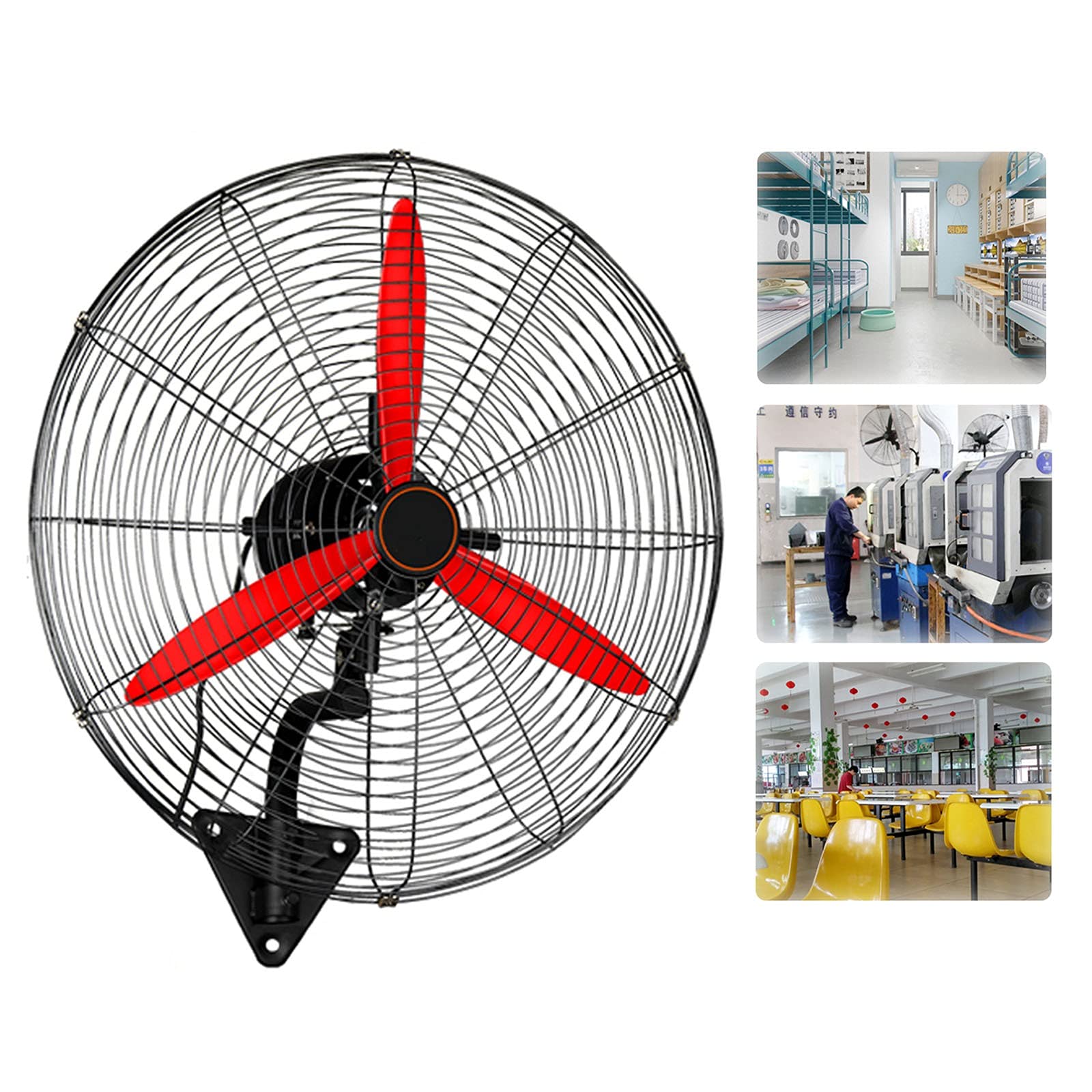 YSJX 68cm Industrial Oscillating Wall Fan - 3 Speed Adjustable Metal Wall Mount Fan for Greenhouse, Supermarket, Factory, Garage & Home Use - Powerful Cooling for Hot Summer Days (Black)