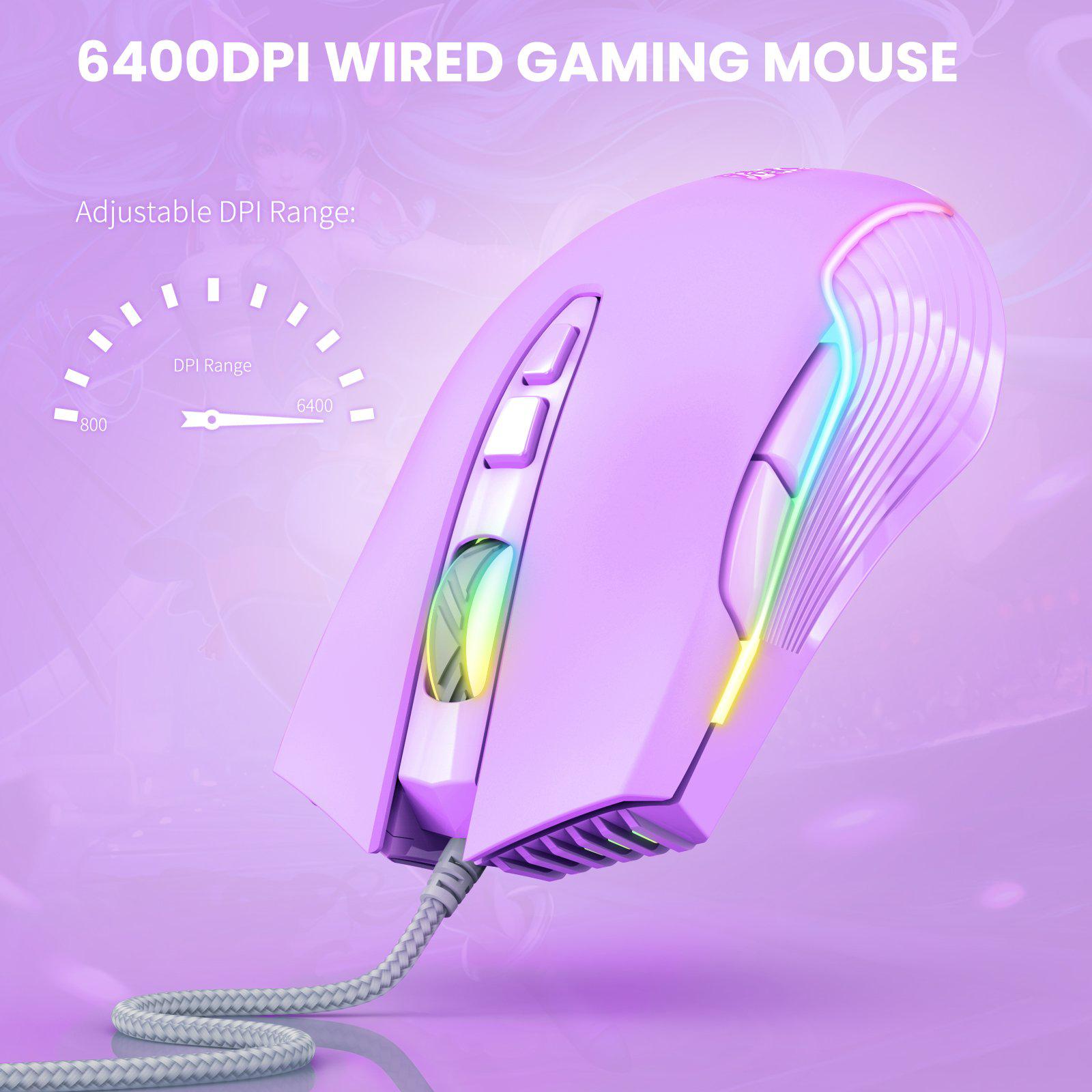 ONIKUMA CW905 6400 DPI Wired Gaming Mouse with RGB Breathing LED Lights - Perfect for PC Gaming, Esports & Office Work