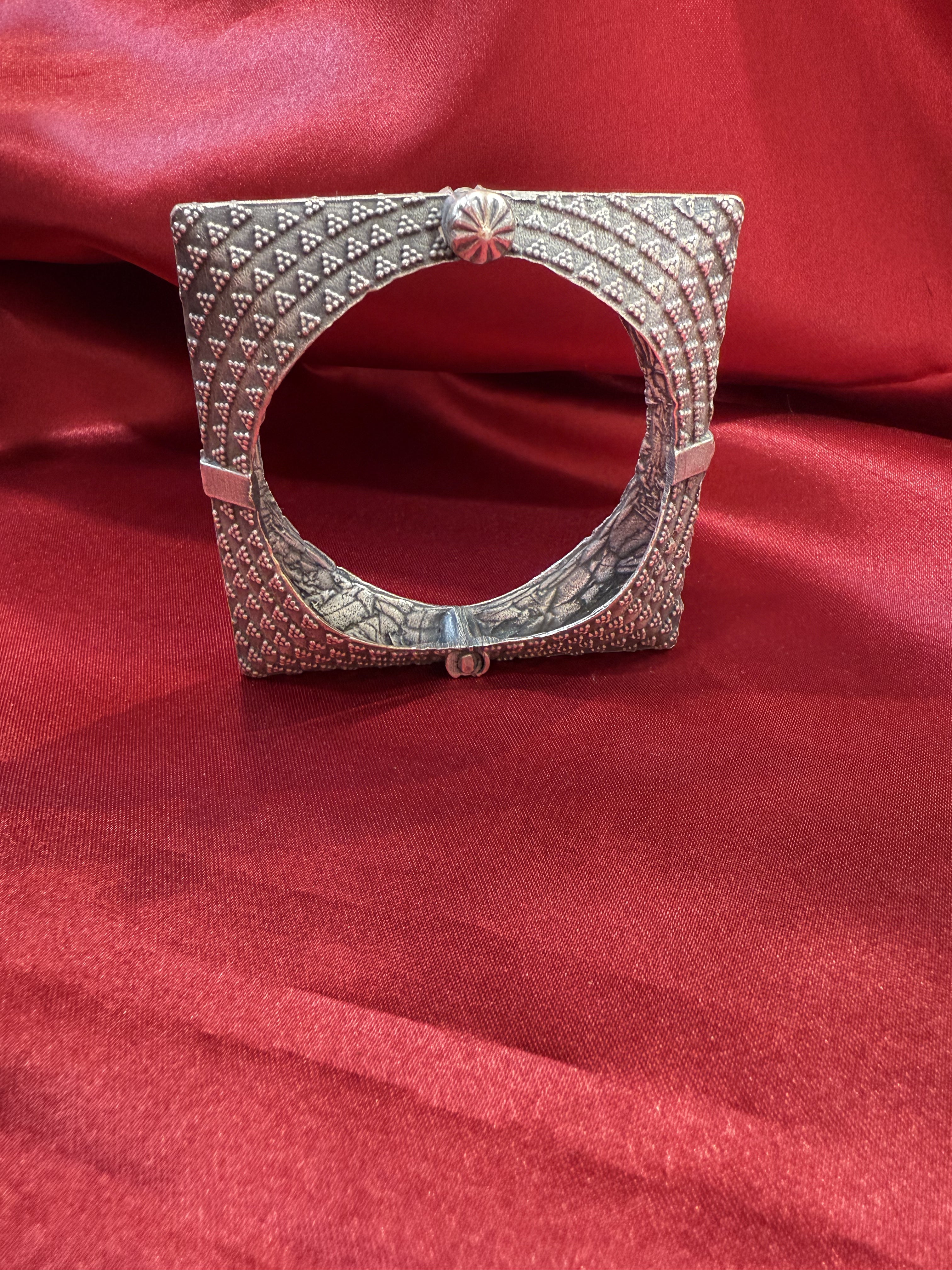 Stylish Tribal Oxidized Silver Ethnic Open Square Kada Cuff Bracelet for Women - Perfect for Boho Fashion, Festivals & Cultural Events