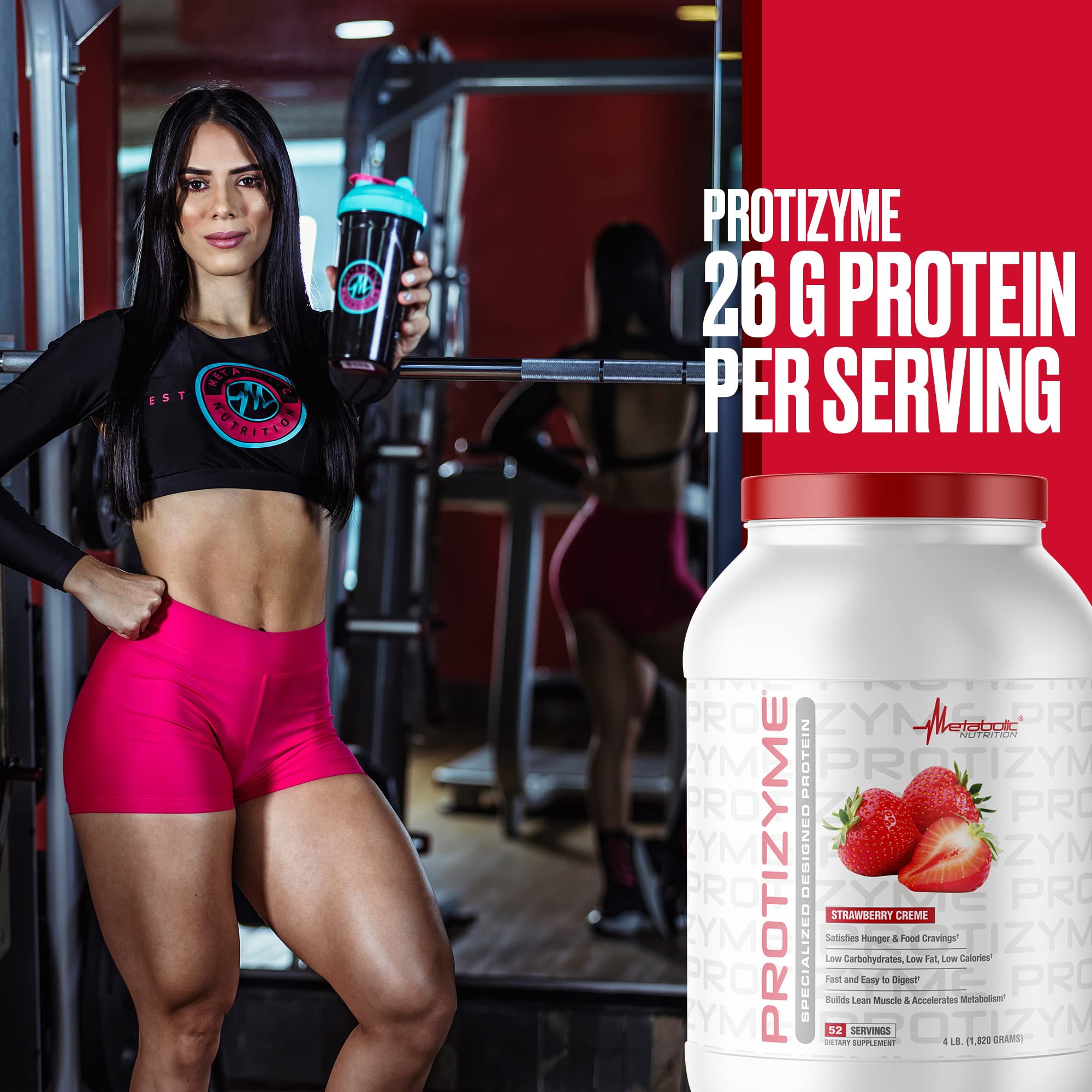Metabolic Nutrition Protizyme 100% Whey Protein Powder - High Protein, Low Carb & Fat with Digestive Enzymes | 24 Vitamins & Minerals | 4lb (52 Servings) for Muscle Recovery & Post-Workout Nutrition