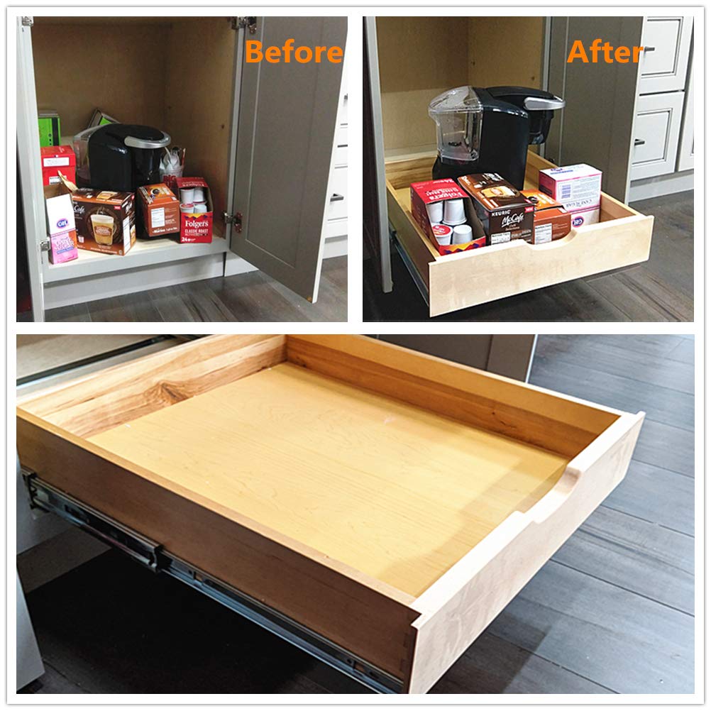 ELYSIAN 20-Inch Wide Soft Close Kitchen Drawer Organizer - Bottom Mount Pull Out Cabinet Storage Shelf for Cooking Utensils | Fully Assembled Wooden Under Cabinet Sliding Shelf for Easy Access to Pots, Pans & Kitchen Tools
