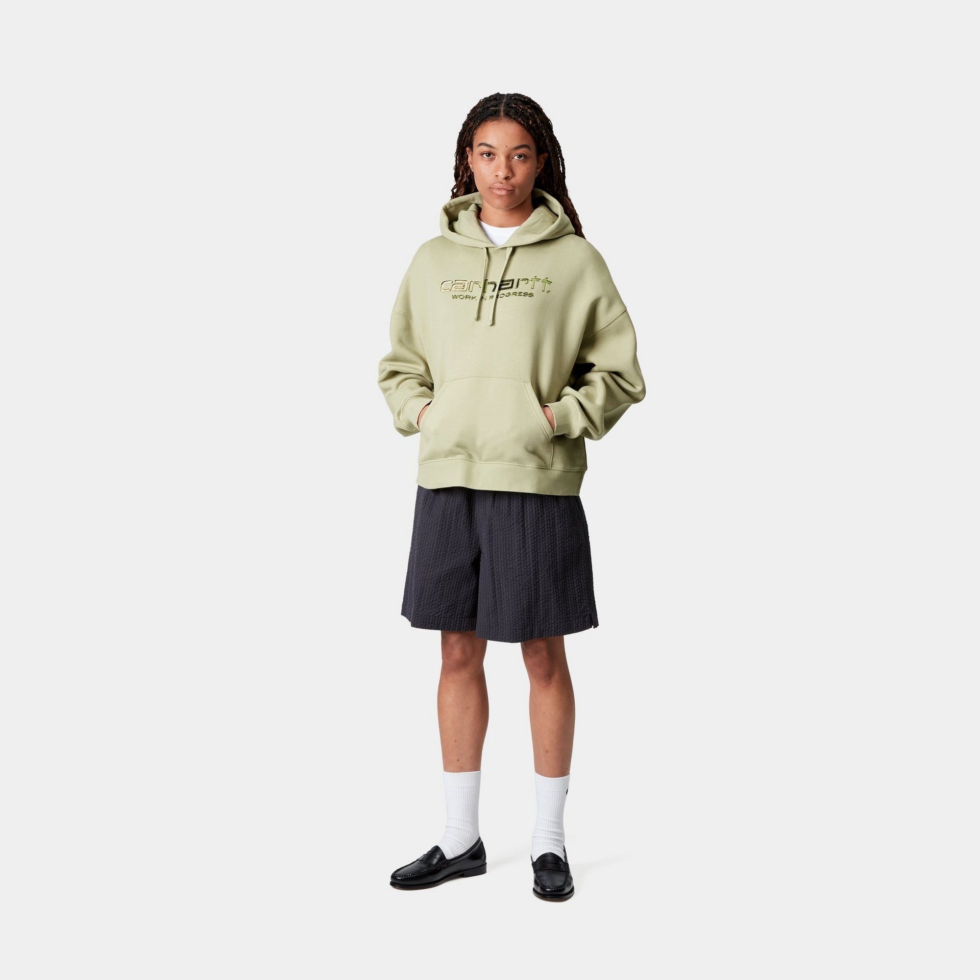 Women's Pale Olive Hooded Solar Chrome Sweatshirt - Lightweight Pullover for Outdoor Activities & Casual Wear | Perfect for Hiking, Running & Everyday Fashion