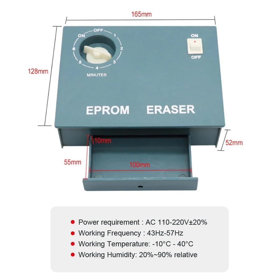 EPROM Eraser Machine with UV Light Timer - Semiconductor Chip Data Eraser for IC, Wafer & Multiple EPROMs - Perfect for Electronics Repair Labs & DIY Projects