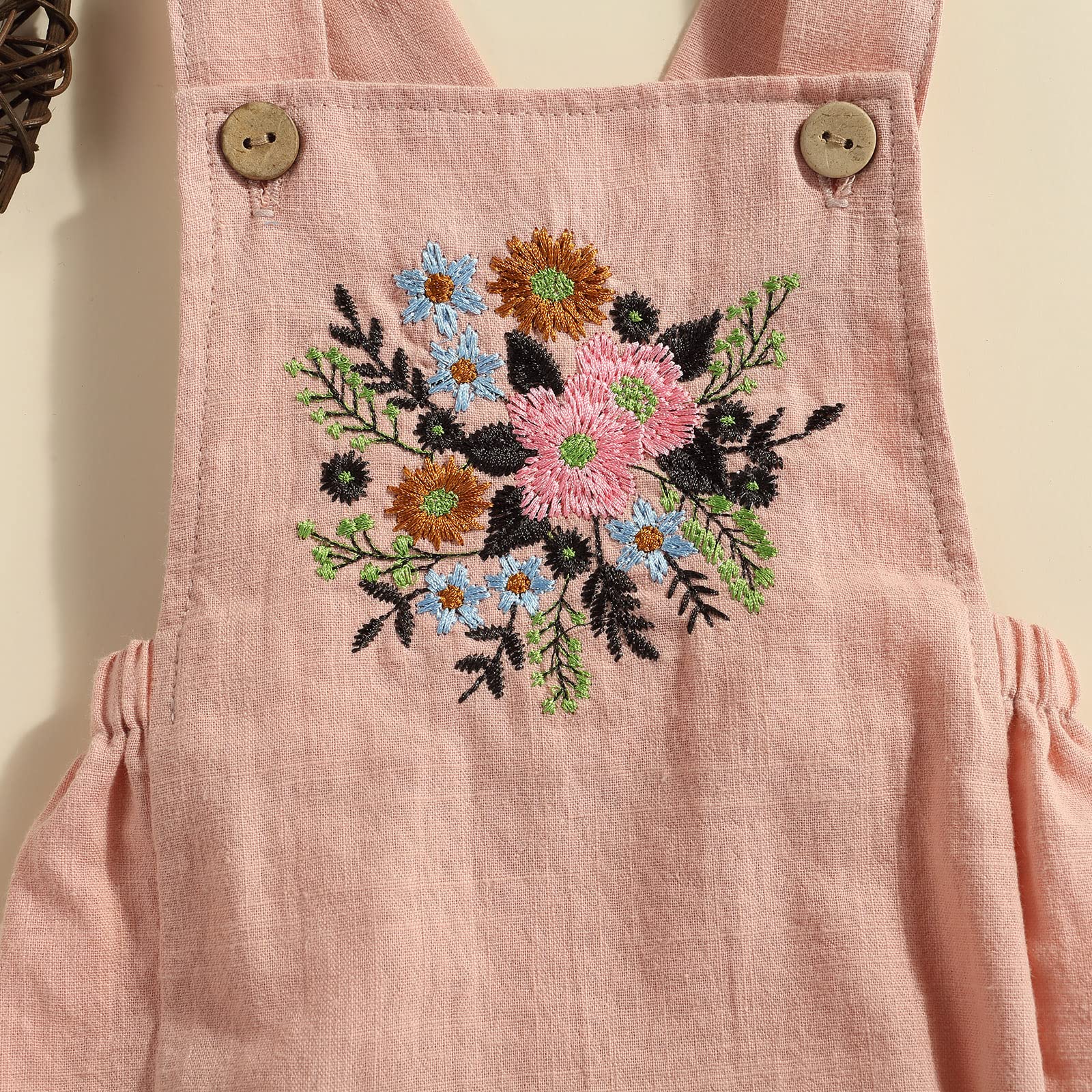 MERSARIPHY Boho Baby Girl Clothes - Cotton Linen Romper with Adjustable Straps, Newborn Bodysuit Tops for Summer - Perfect for Outdoor Play, Beach Trips & Photo Shoots