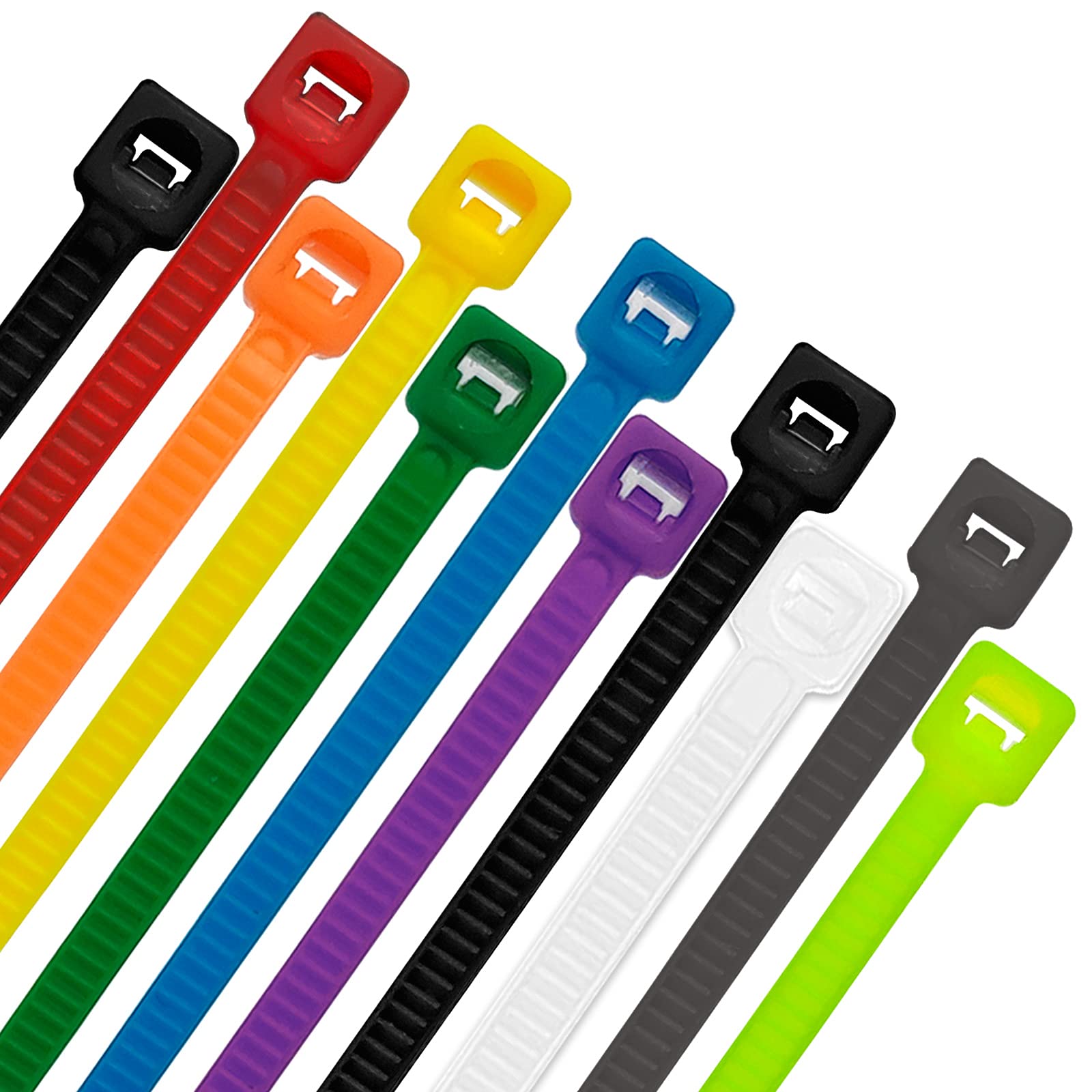 8 Inch 1000pcs Colored Zip Ties - Heavy Duty 20lb Strength Reusable Cable Ties for Organizing Wires, Bundling Cables, Home & Office Use