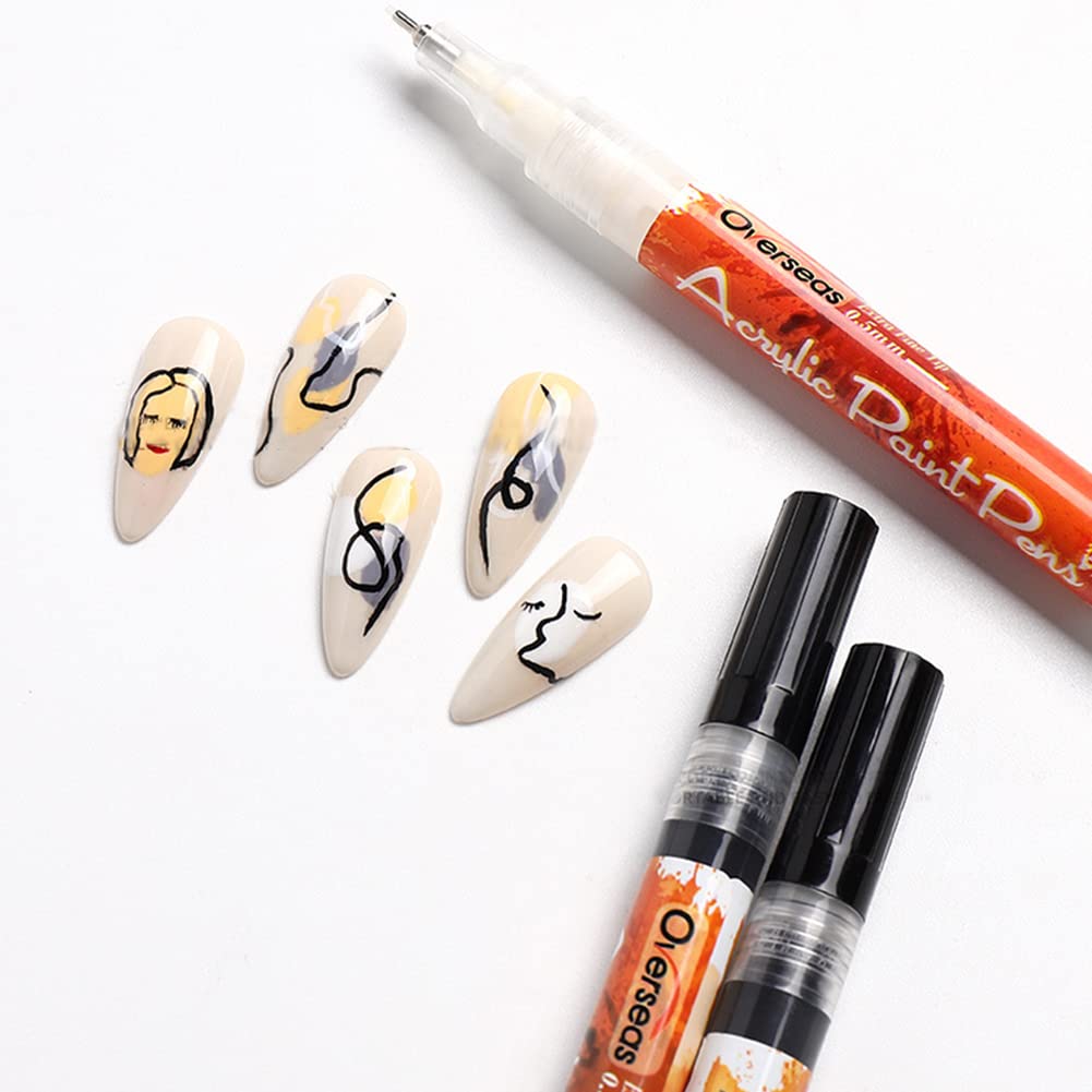 Professional Nail Art Drawing Pen - Waterproof Nail Graffiti & Painting Marker for DIY Nail Designs | Perfect for Home Manicures, Salon Use & Creative Nail Art Projects - Black