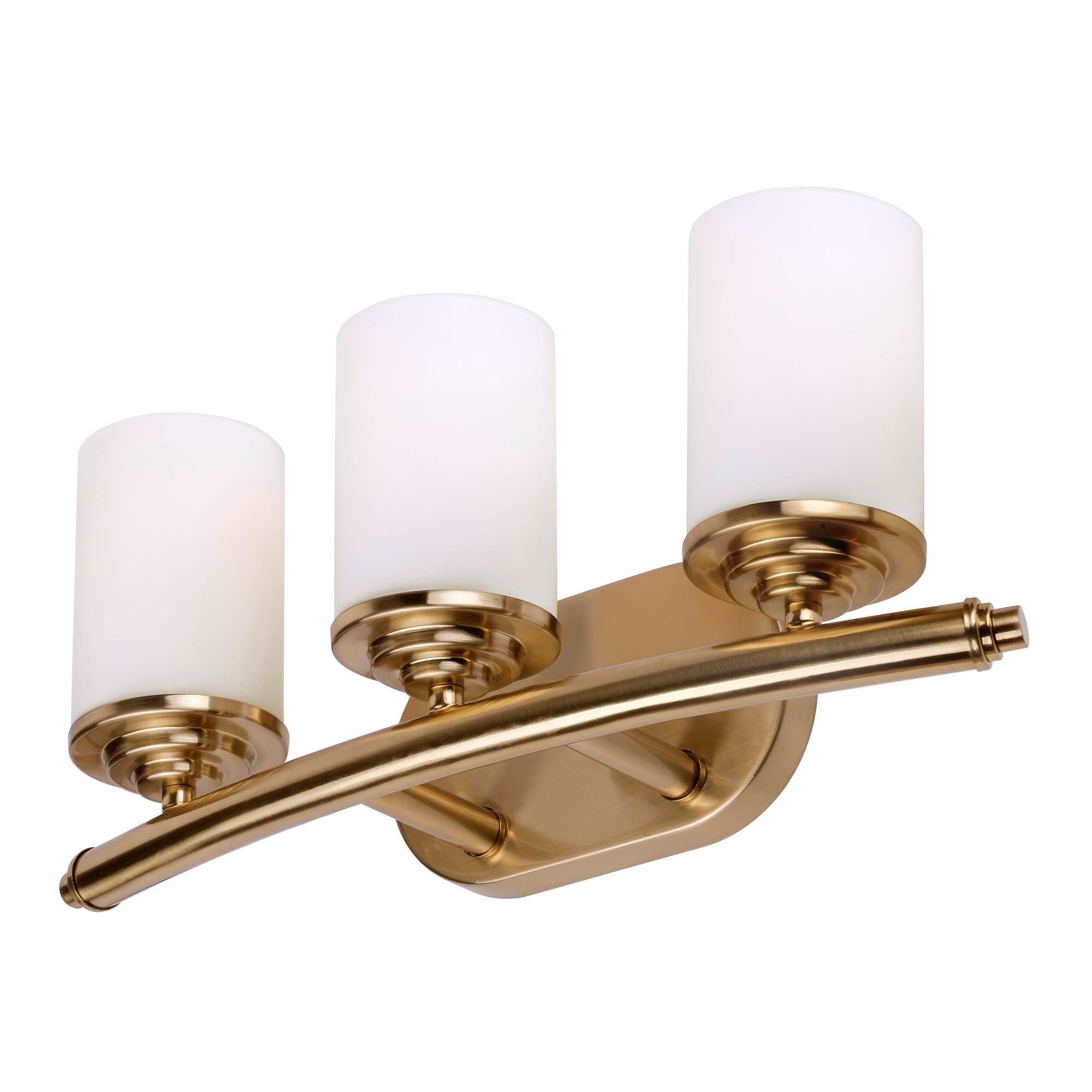 3-Light Bathroom Vanity Light Fixture - Chrome Finish with Satin Opal Glass Shades - Perfect for Bathroom, Powder Room & Dressing Area Lighting