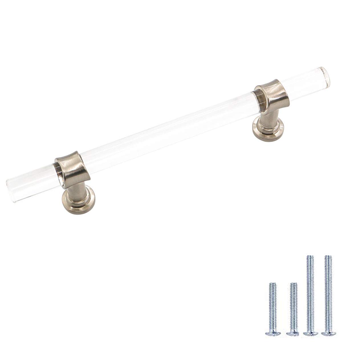 10 Pack Peaha Brushed Nickel Acrylic Drawer Pulls - 4