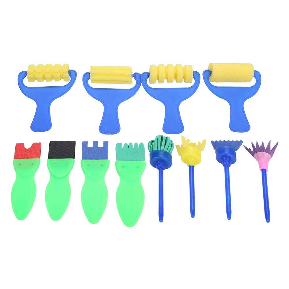 Keenso 12-Piece Kids Painting Kit - Sponge Brushes & Paint Tools for Children's Art, Drawing & Craft Activities | Perfect for Classroom, Birthday Gifts & Creative Play