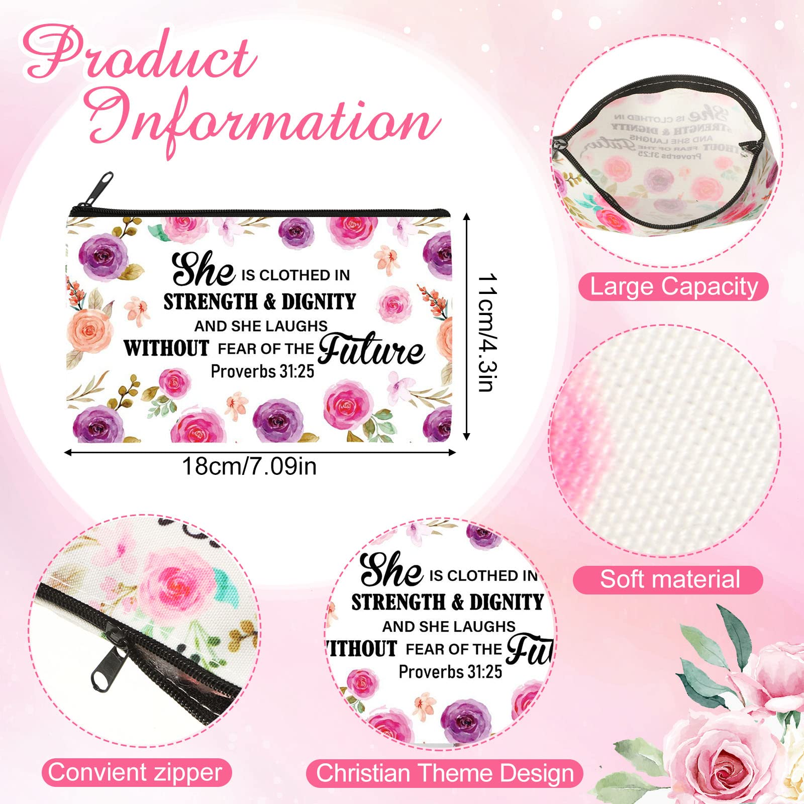 10 Christian Makeup Bags with Bible Verses - Inspirational Gifts for Women, Mom, Sister - Perfect for Birthdays & Christmas