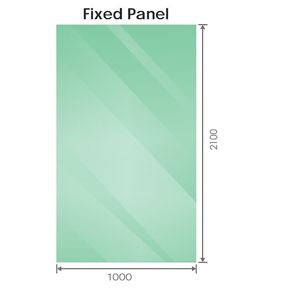 100x210cm Frameless Glass Shower Screen with White Wall U Brackets - Waterproof Bathroom Enclosure for Modern Home & Hotel Use