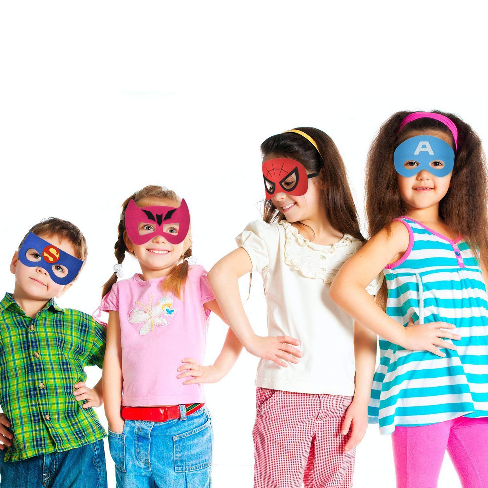 TEEHOME 33-Pack Superhero Masks for Kids - Felt & Elastic Party Favors, 33 Unique Hero Designs for Birthday Parties, Halloween & Dress-Up Play | Perfect for Superhero-Themed Events, Costume Parties & Pretend Play