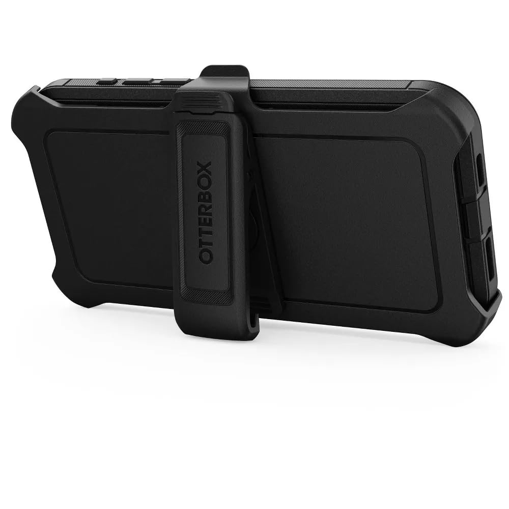 OtterBox Defender Series Case for iPhone 15 Pro Max - Rugged & Durable Black Protective Cover with Port Protection, Holster Clip & Antimicrobial Defense - Perfect for Outdoor Adventures, Construction Work & Active Lifestyles