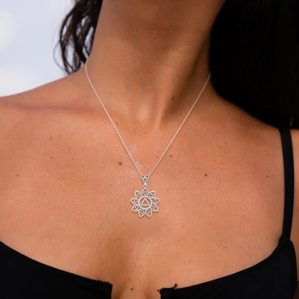 Flower of Unity Sterling Silver AA Recovery Pendant Necklace - Handmade to Order with Free Chain - Perfect for 12-Step Meetings & Sobriety Gifts (TPD6422)