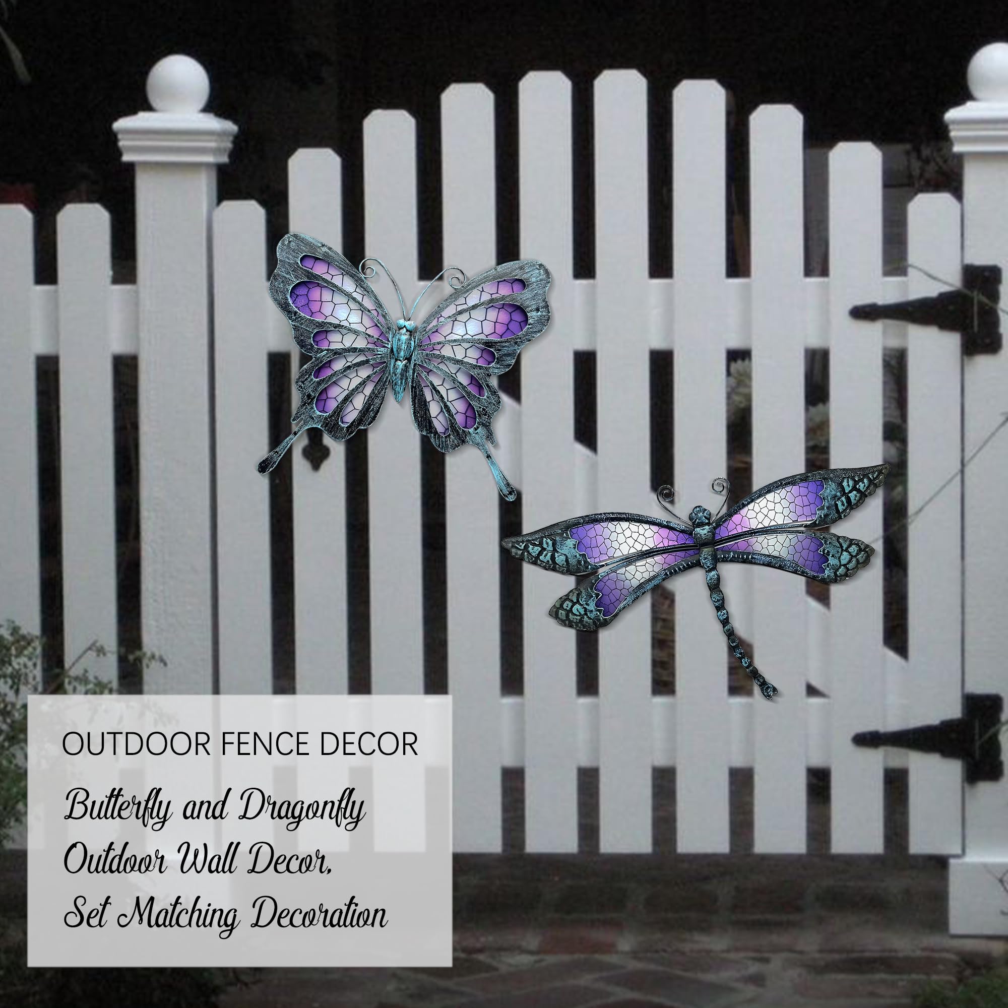 POXOHO Outdoor Metal Wall Art - Dragonfly & Butterfly Garden Decor for Patio, Living Room, Bedroom - Perfect for Home & Gift Use