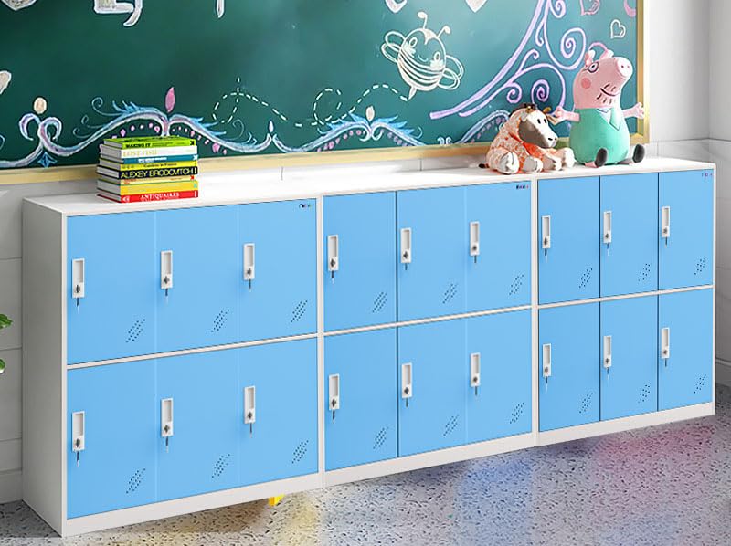 MECOLOR Blue Metal Locker - Heavy Duty Gym Locker, School Cabinet & Home Storage Organizer with Lockable Doors (6 Drawers) - Perfect for Office, Employee Storage & Living Room Organization