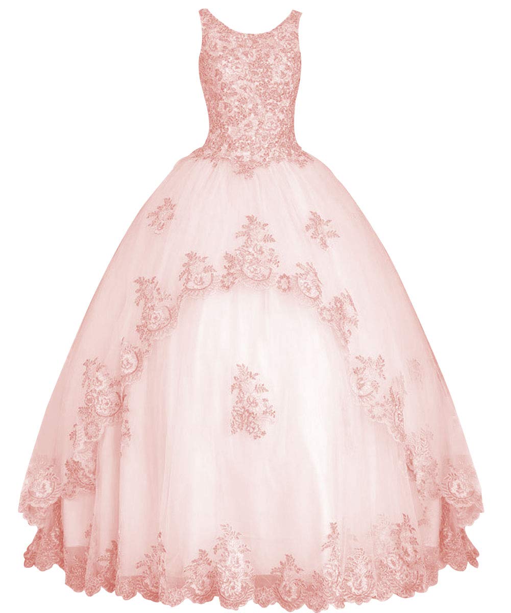 Elegant Tulle Quinceanera Dresses - Long Sleeveless Formal Evening Gowns with Lace Appliques for Prom, Homecoming & Special Occasions