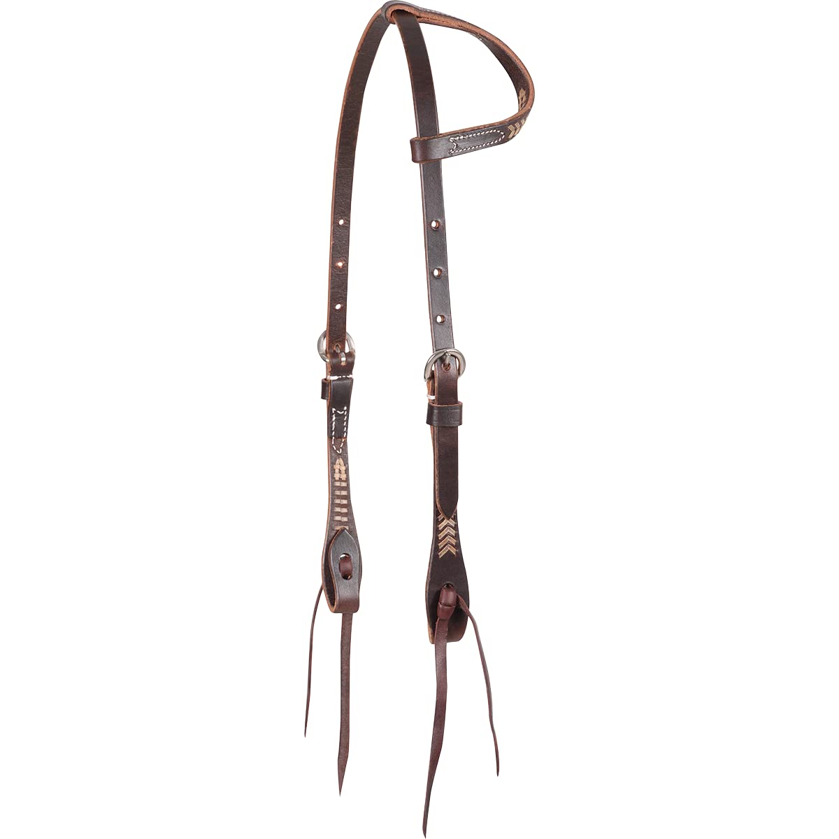 Martin Saddlery Chocolate Headstall - Rawhide Laced for Horses
